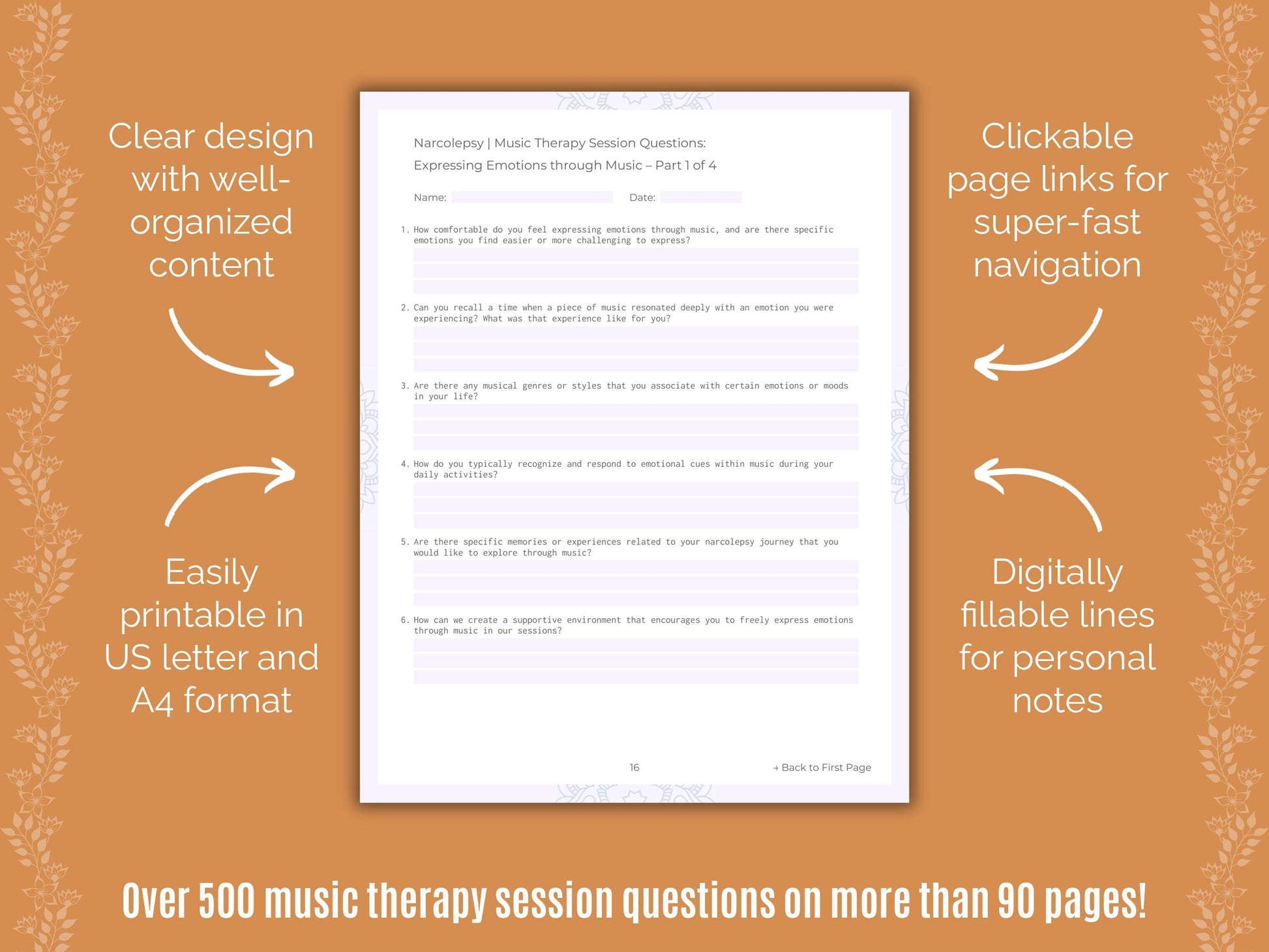 Narcolepsy Music Therapy Counseling Templates