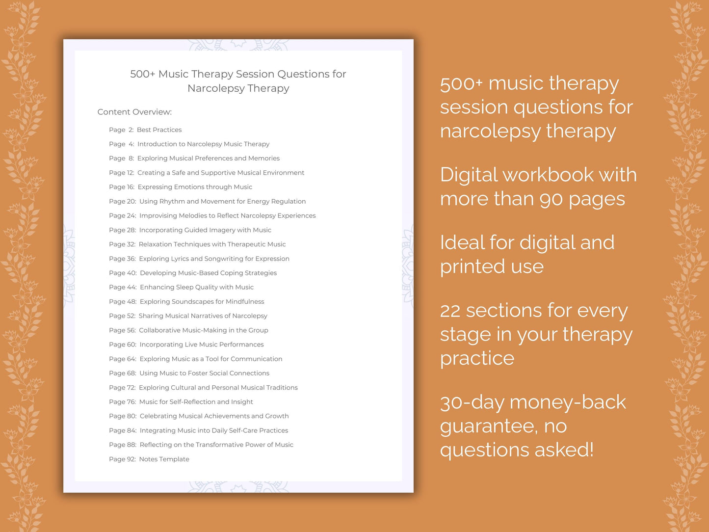 Narcolepsy Music Therapy Therapist Worksheets