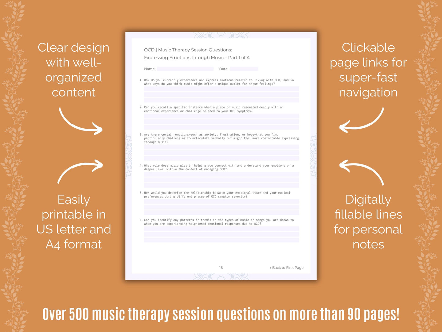 Obsessive-Compulsive Disorder (OCD) Music Therapy Counseling Templates