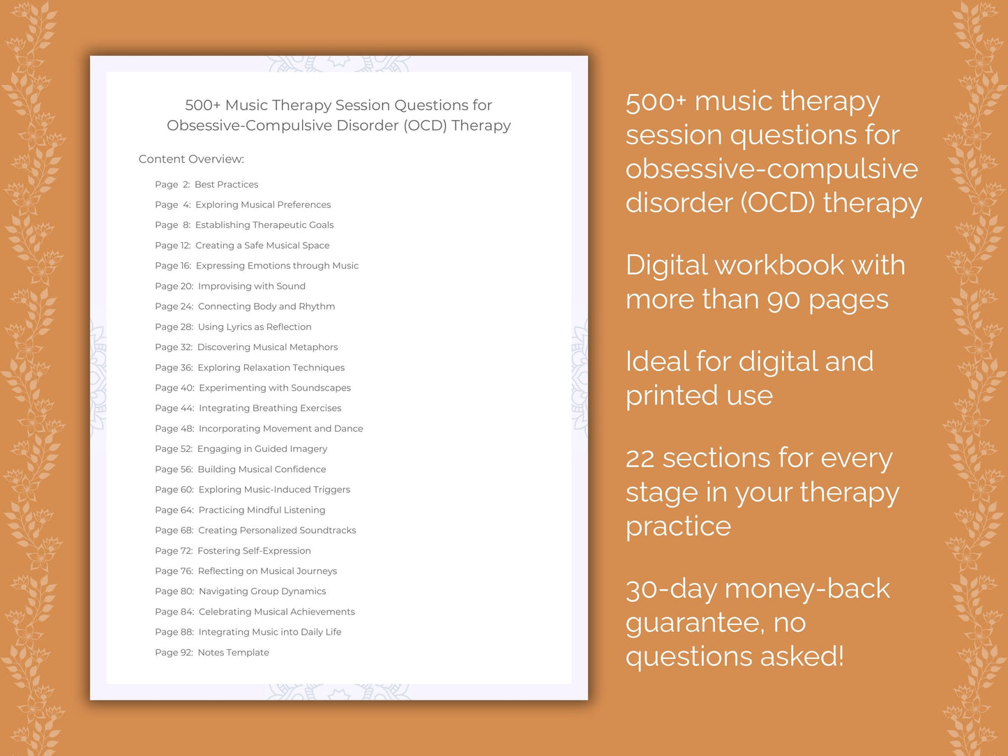 Obsessive-Compulsive Disorder (OCD) Music Therapy Therapist Worksheets