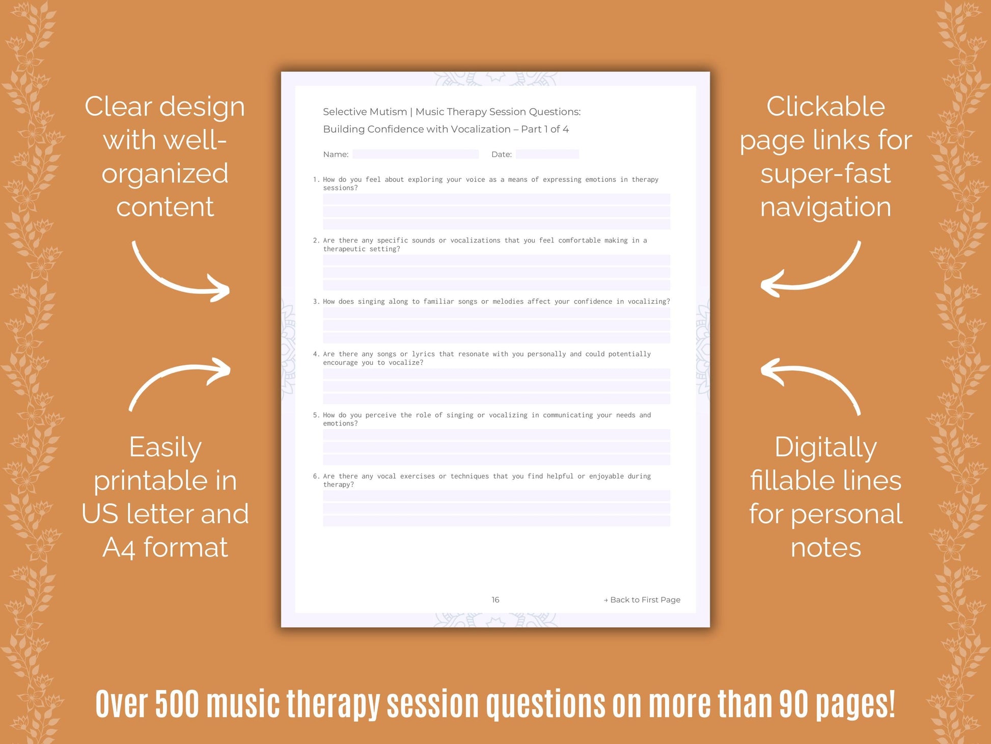 Selective Mutism Music Therapy Counseling Templates