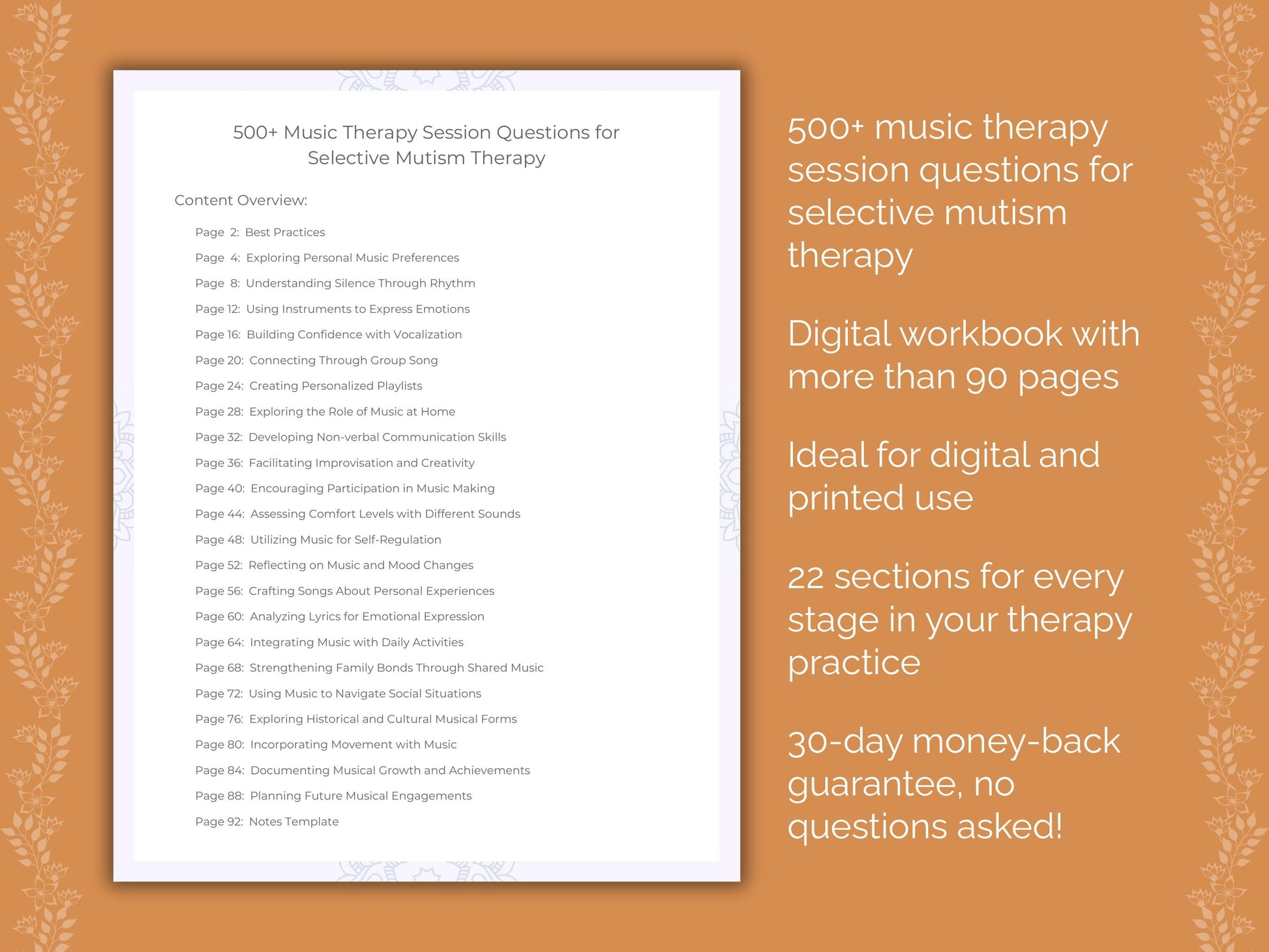 Selective Mutism Music Therapy Therapist Worksheets