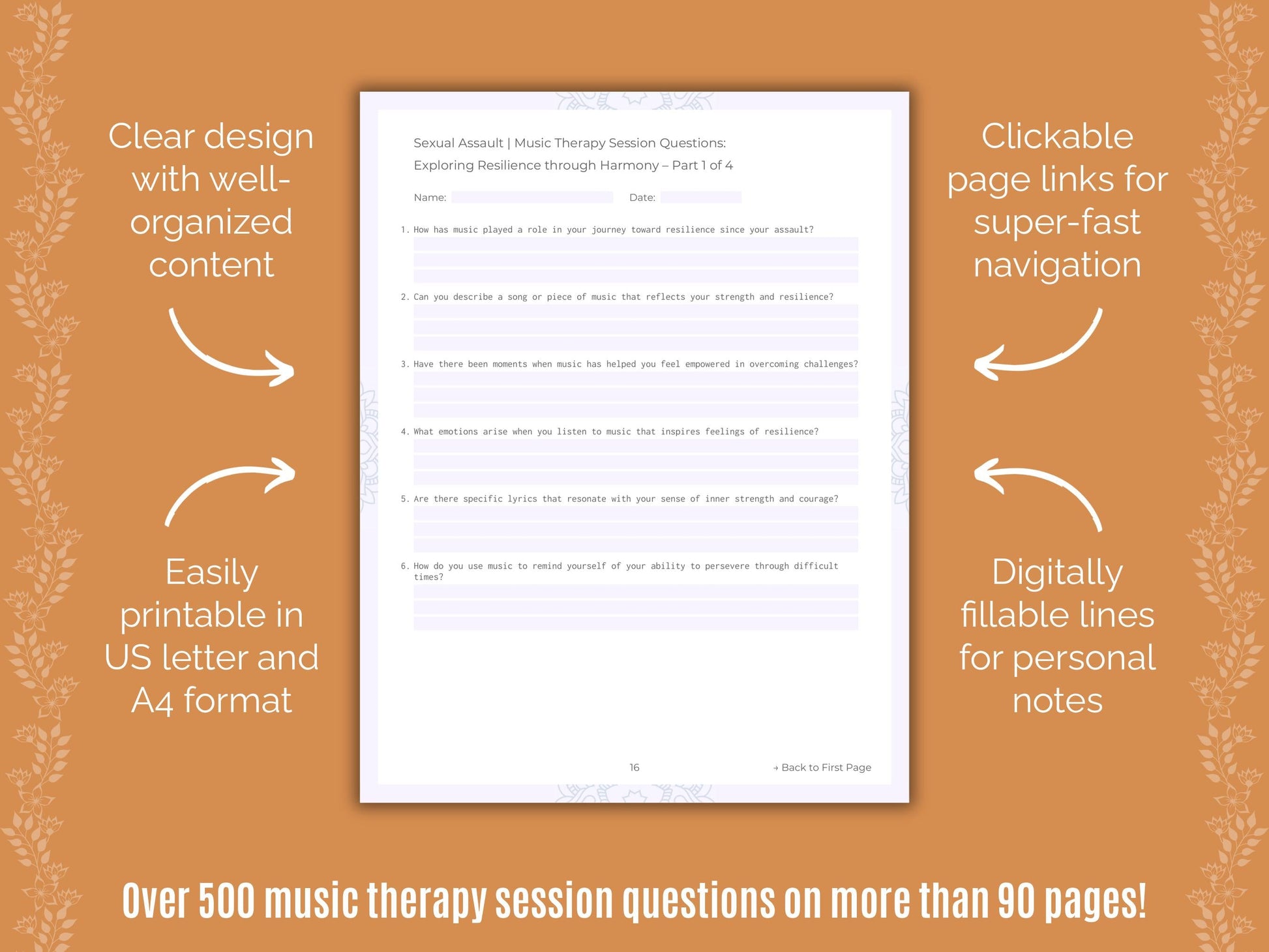 Sexual Assault Music Therapy Counseling Templates