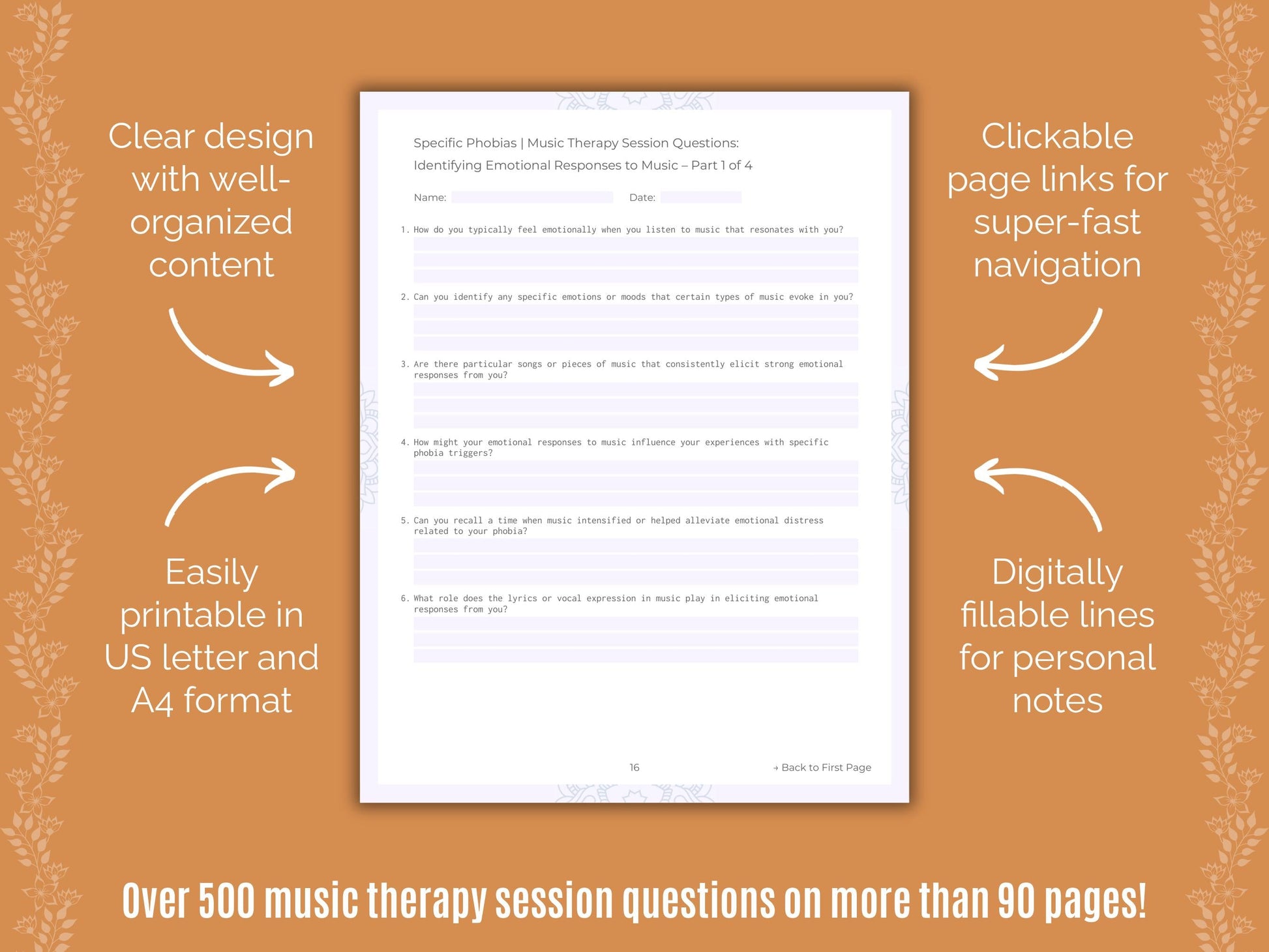 Specific Phobias Music Therapy Counseling Templates