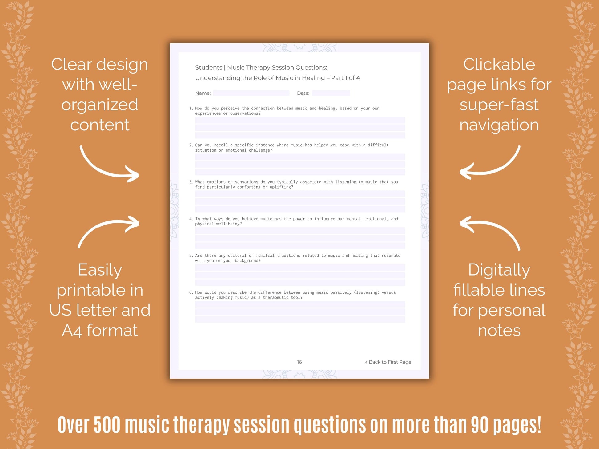 Students Music Therapy Counseling Templates