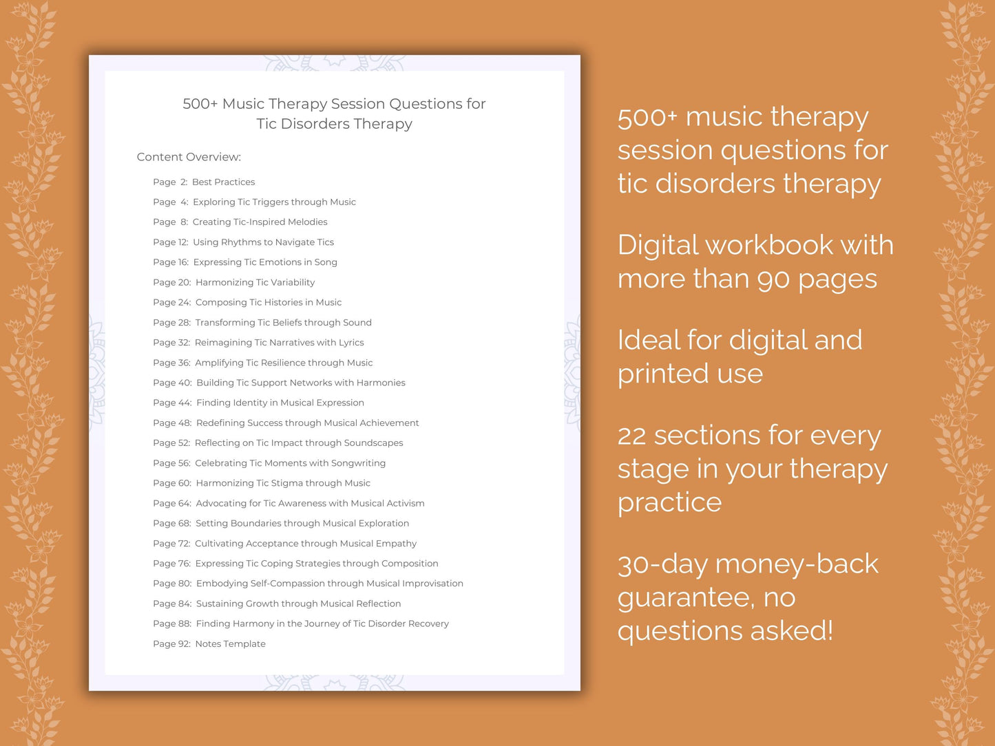 Tic Disorders Music Therapy Therapist Worksheets