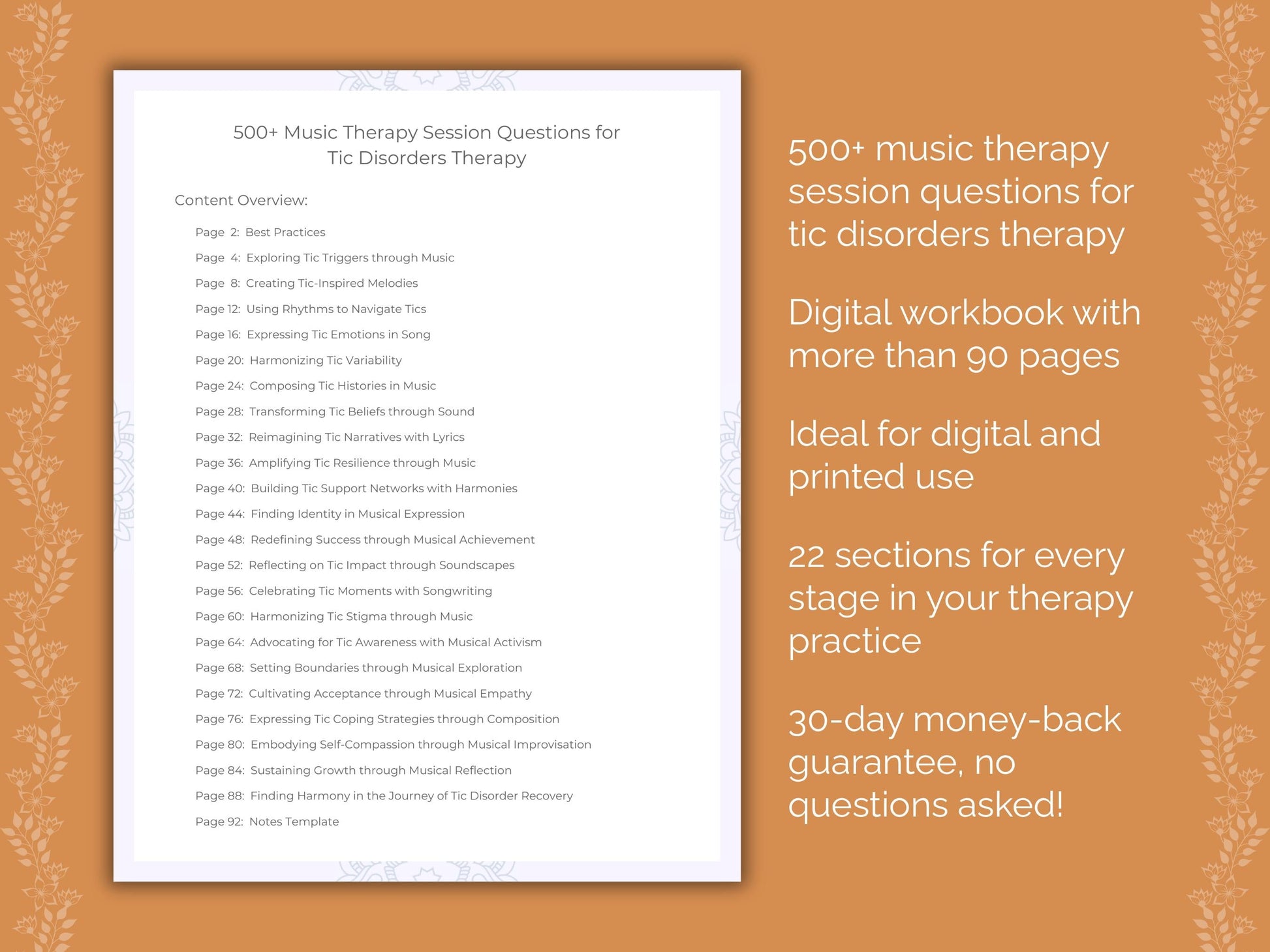 Tic Disorders Music Therapy Therapist Worksheets