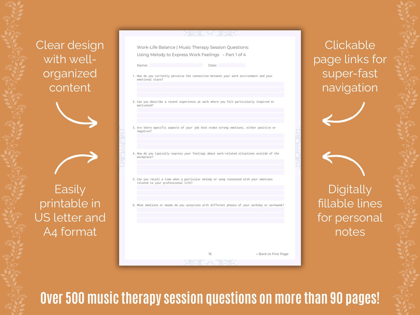 Work-Life Balance Music Therapy Counseling Templates