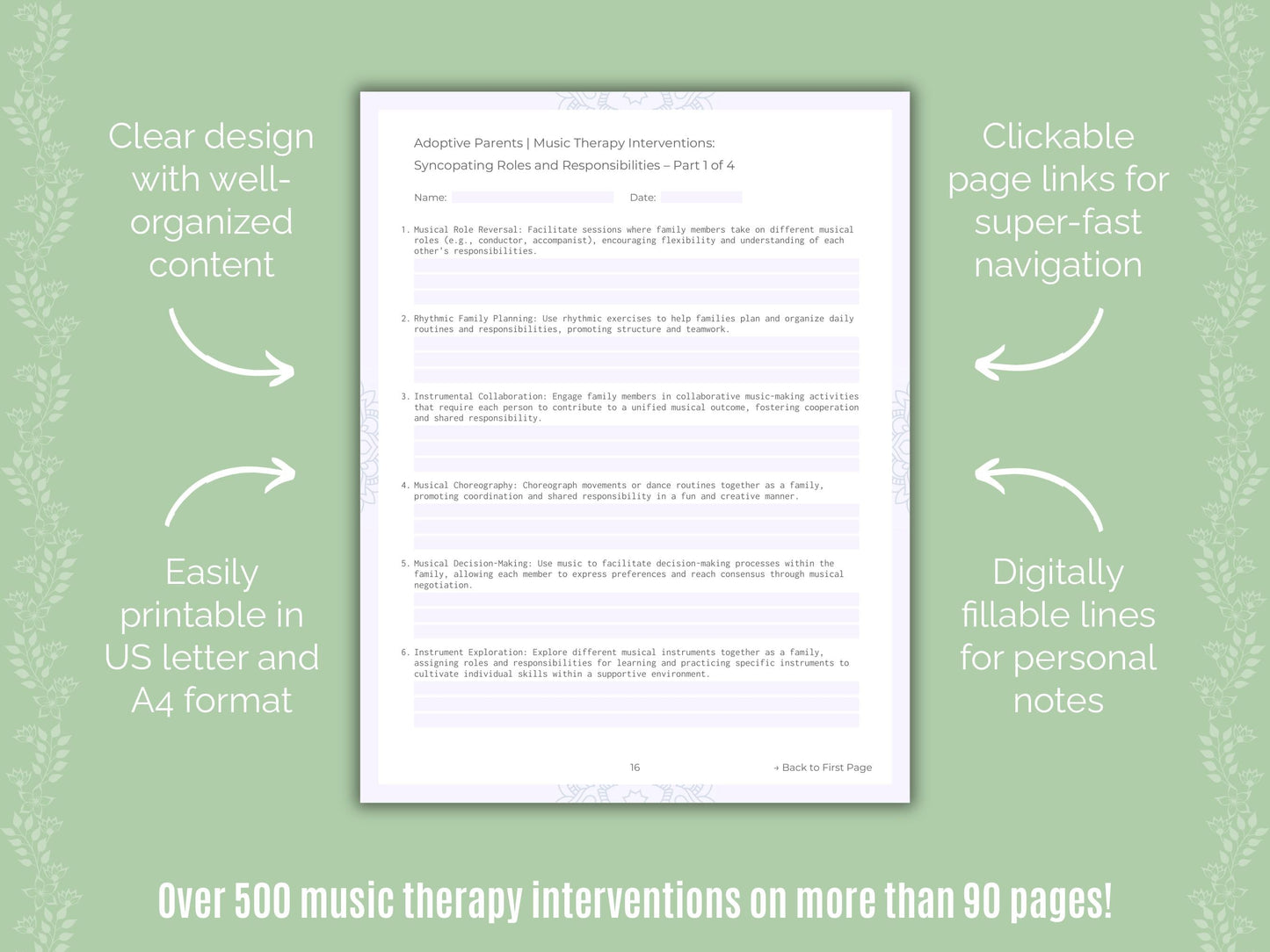 Adoptive Parents Music Therapy Counseling Templates