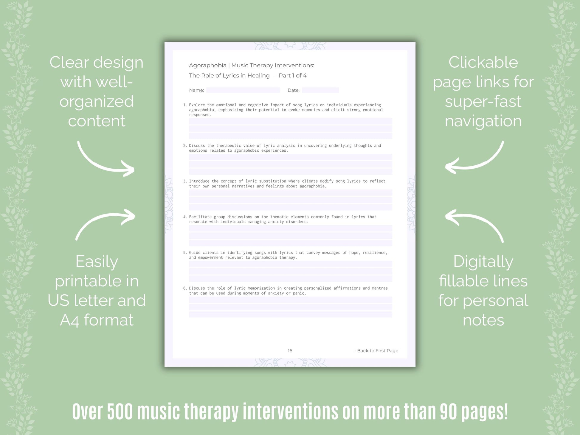 Agoraphobia Music Therapy Counseling Templates