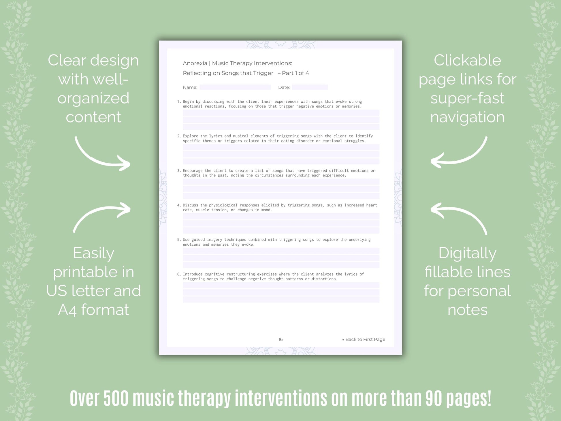 Anorexia Music Therapy Counseling Templates