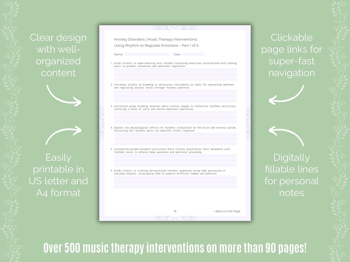 Anxiety Disorders Music Therapy Counseling Templates