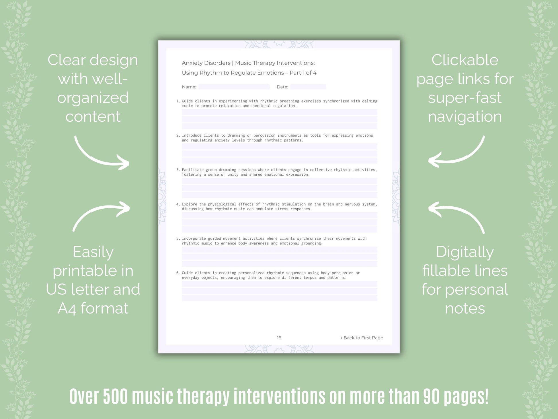 Anxiety Disorders Music Therapy Counseling Templates