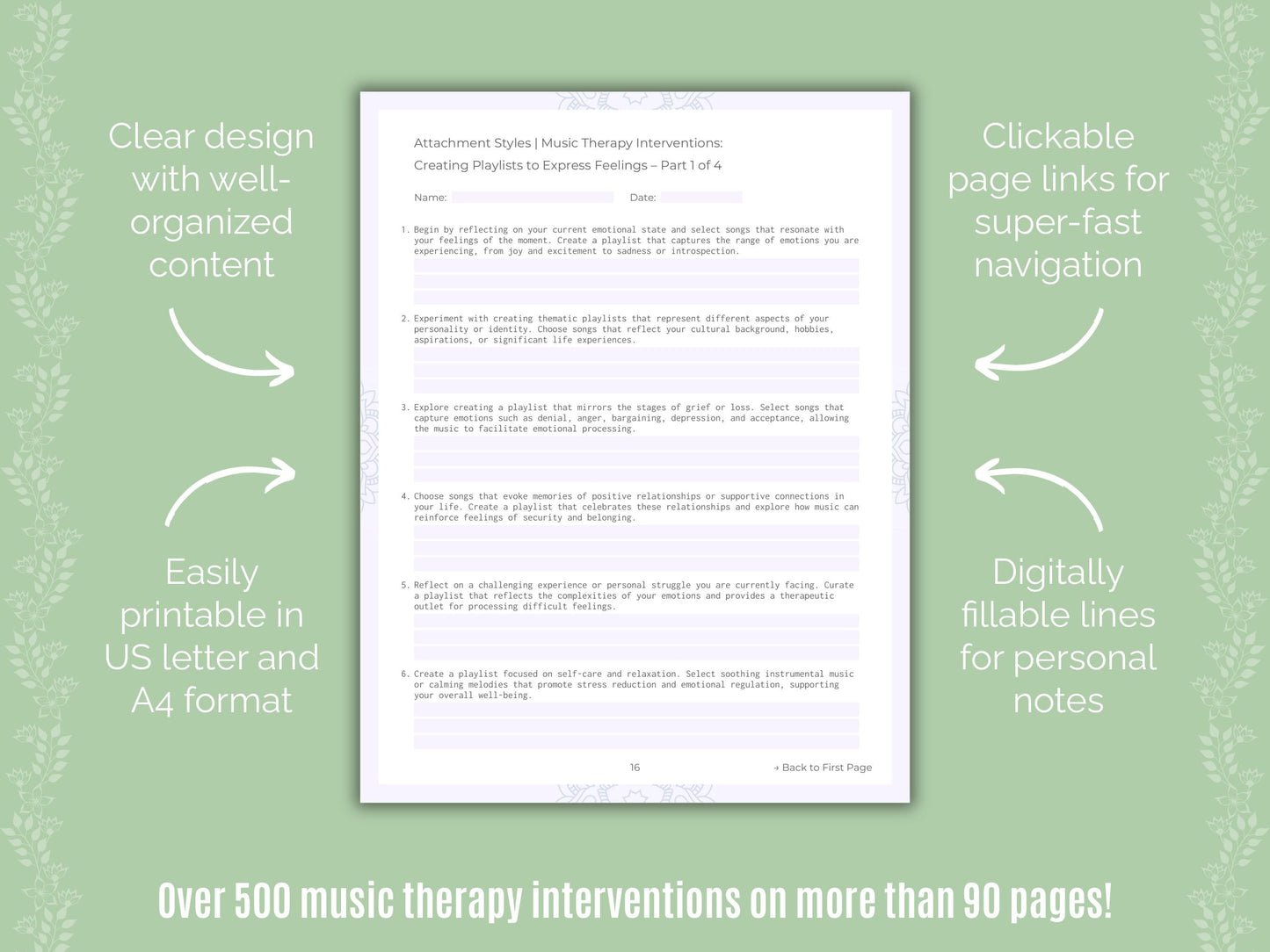 Attachment Styles Music Therapy Counseling Templates