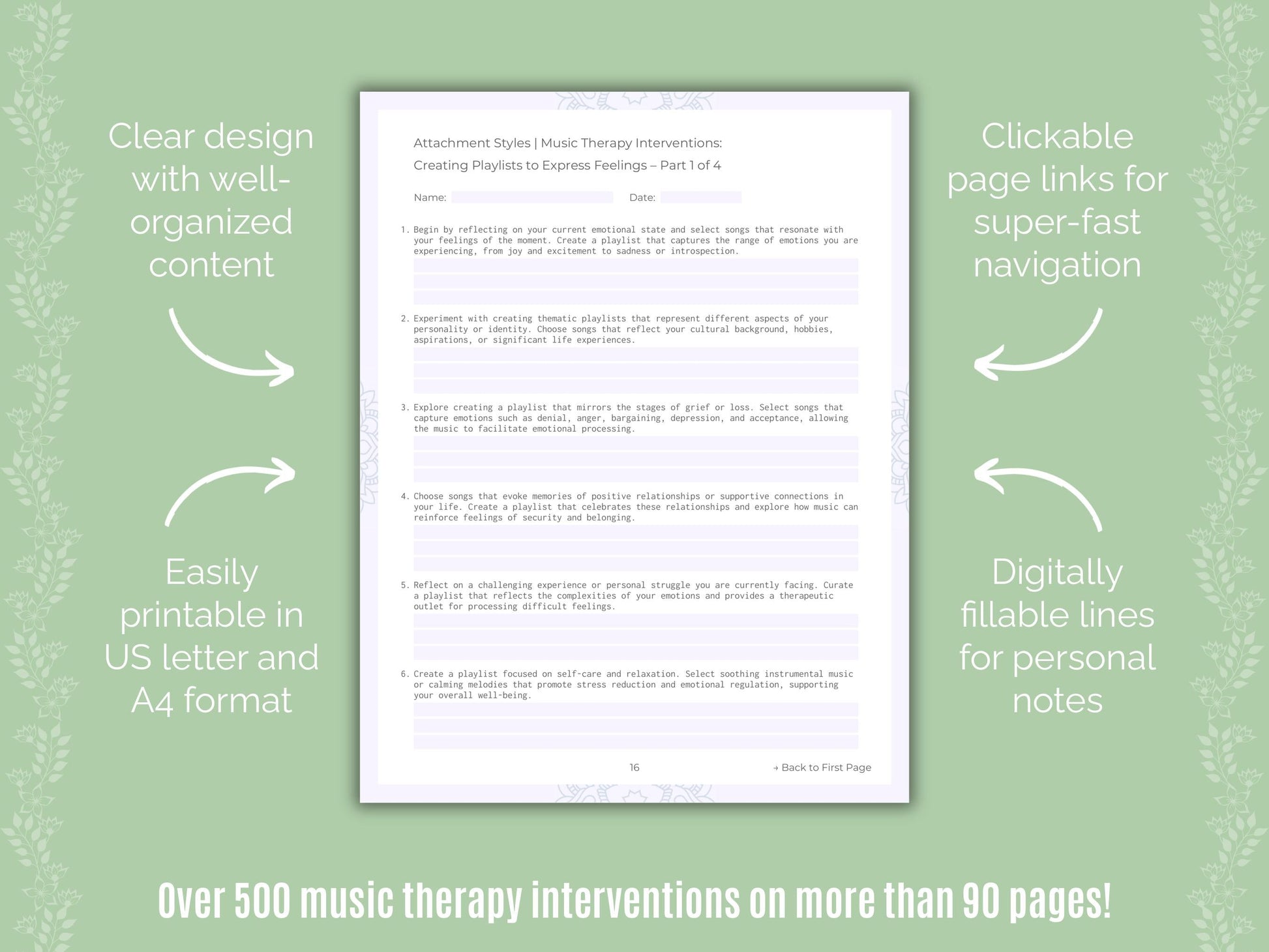 Attachment Styles Music Therapy Counseling Templates