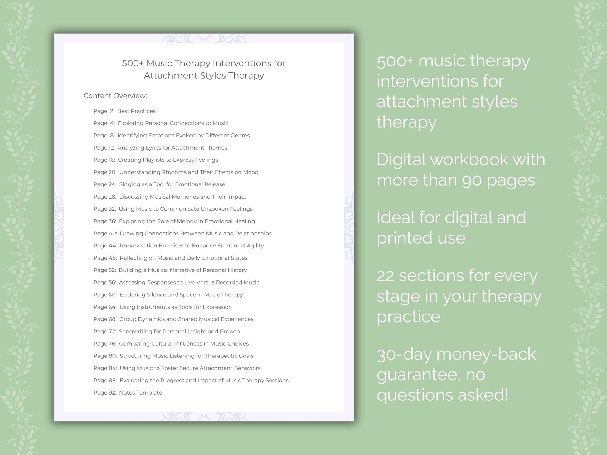 Attachment Styles Music Therapy Therapist Worksheets