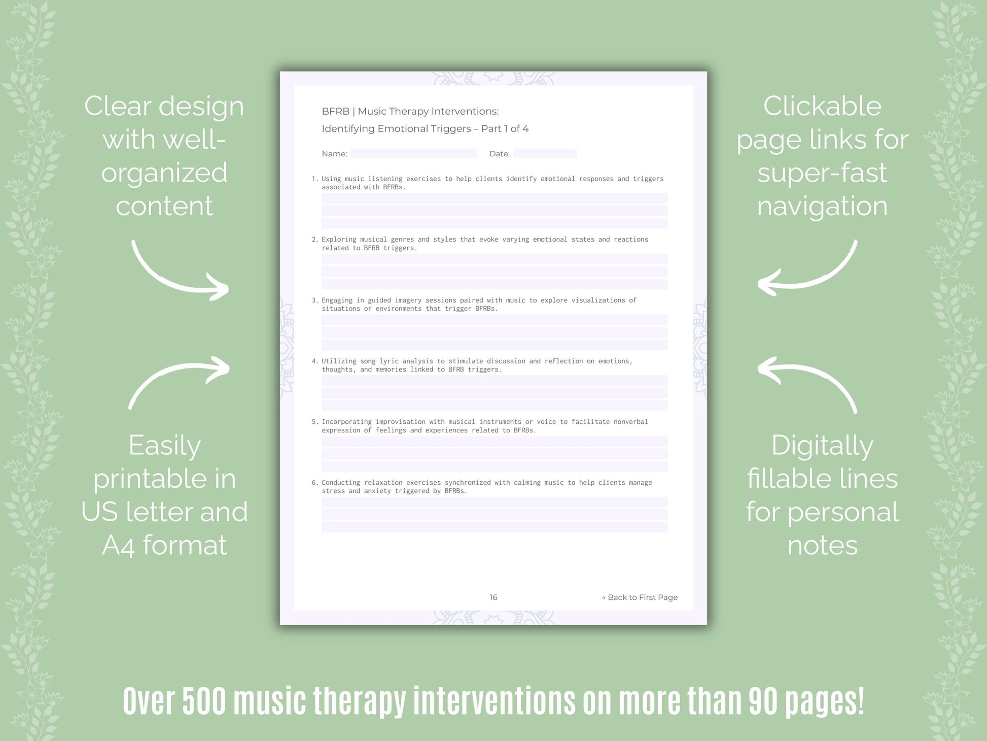 Body-Focused Repetitive Behavior (BFRB) Music Therapy Counseling Templates