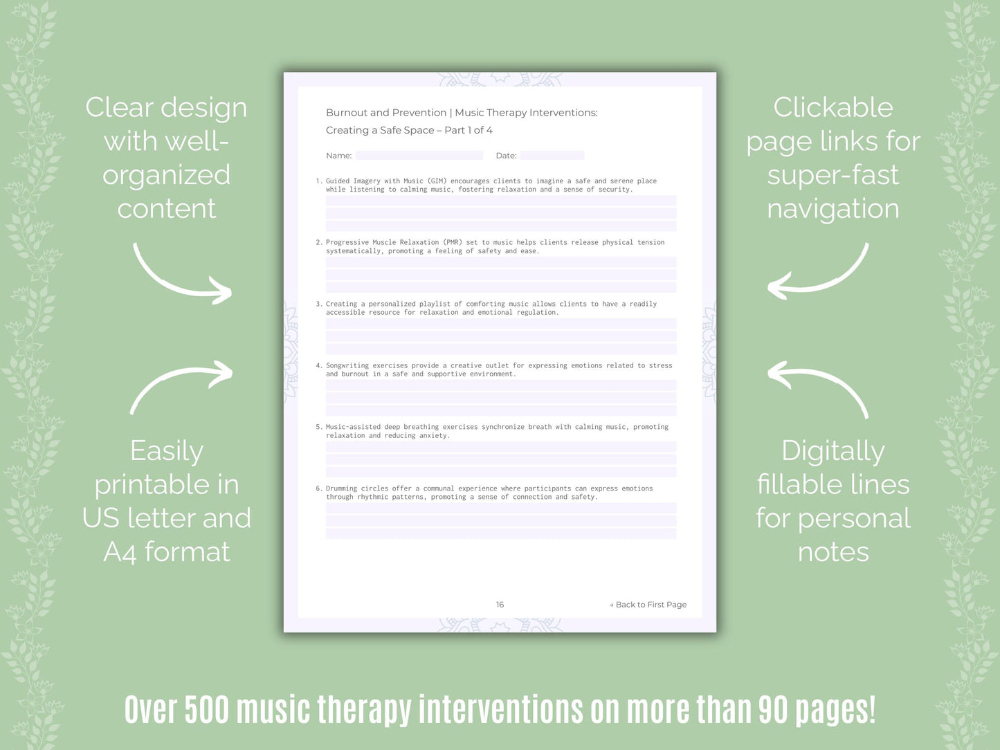 Burnout and Prevention Music Therapy Counseling Templates