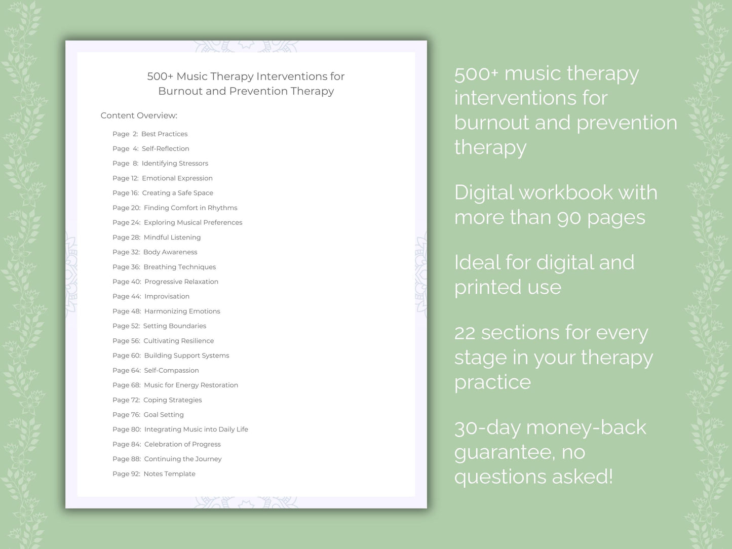 Burnout and Prevention Music Therapy Therapist Worksheets