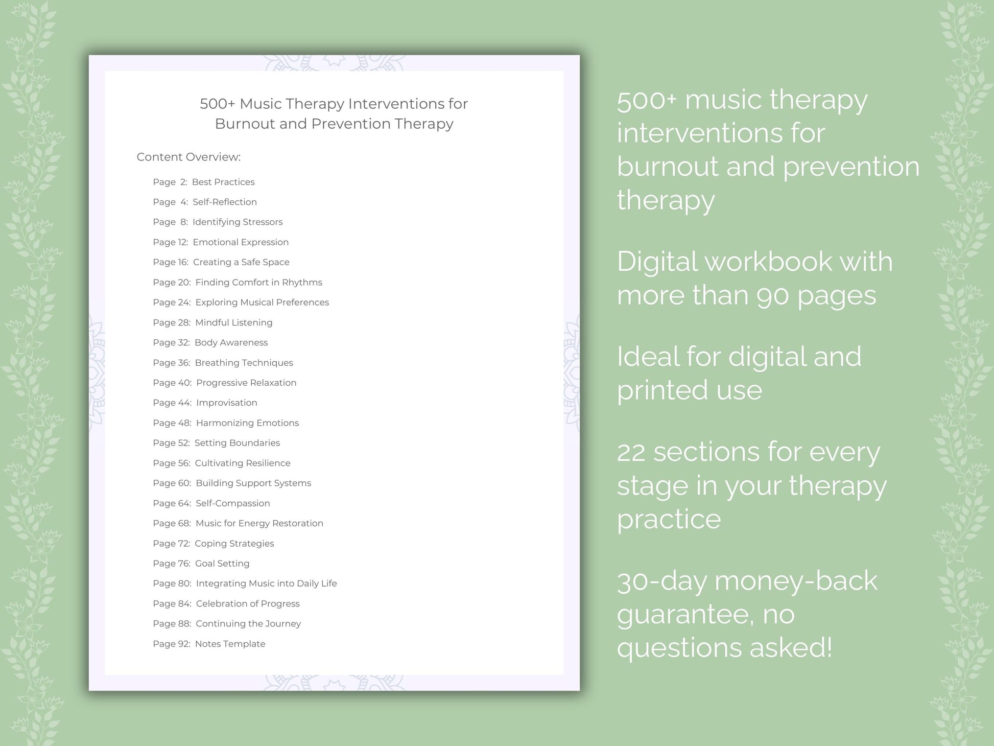 Burnout and Prevention Music Therapy Therapist Worksheets