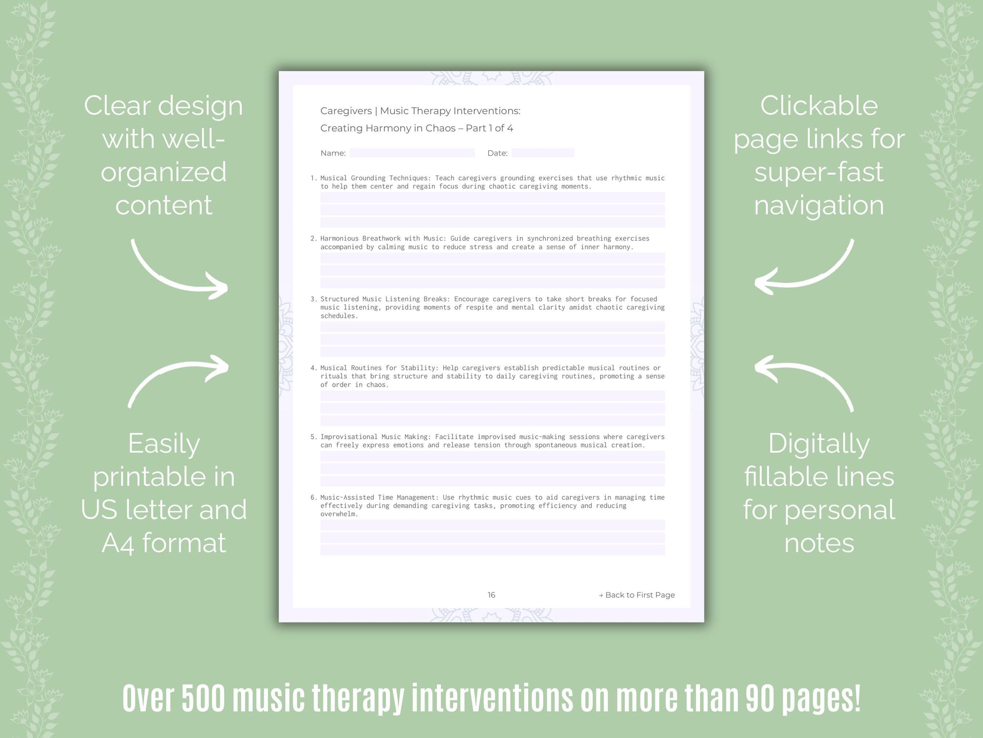 Caregivers Music Therapy Counseling Templates