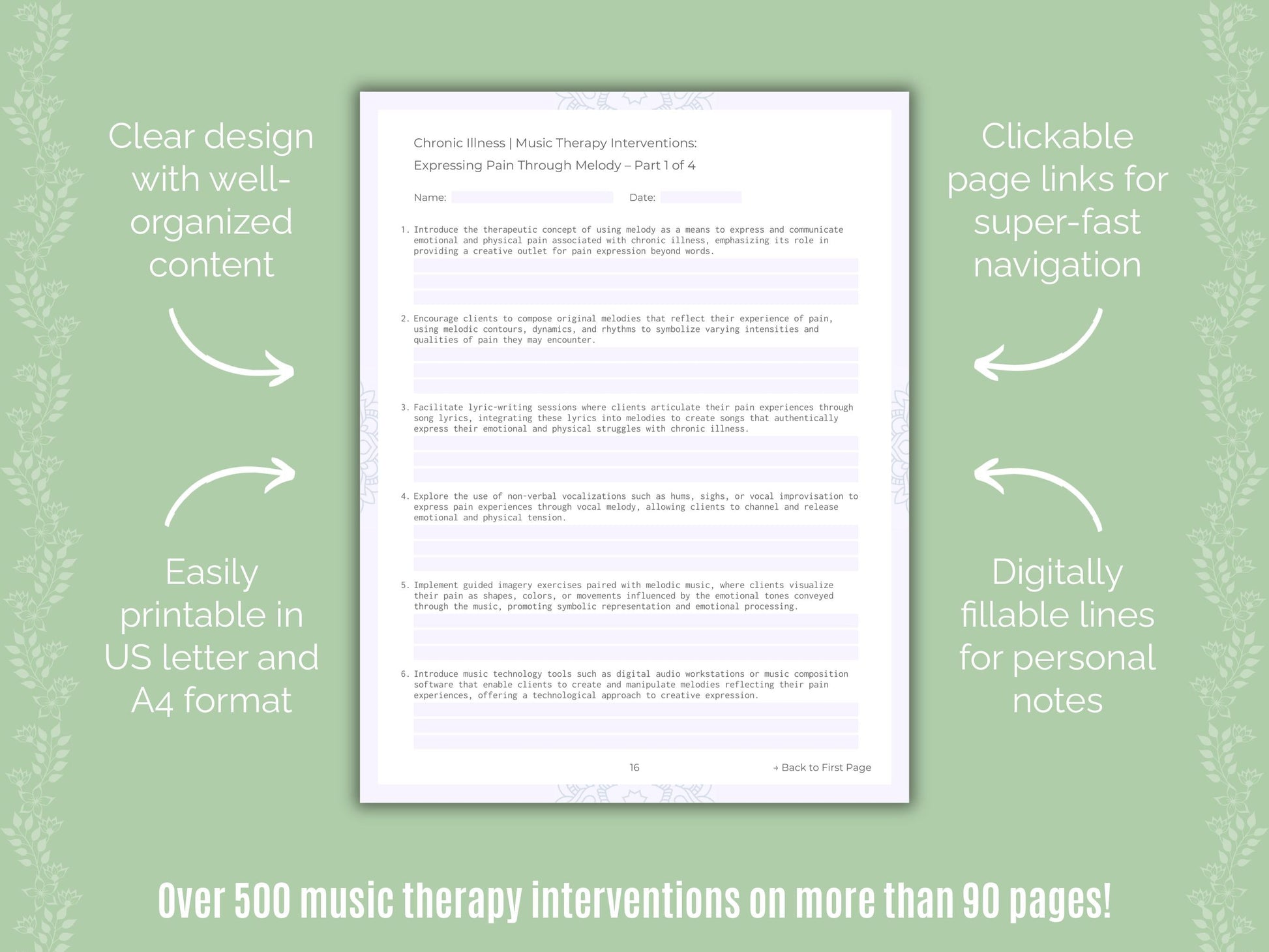 Chronic Illness Music Therapy Counseling Templates