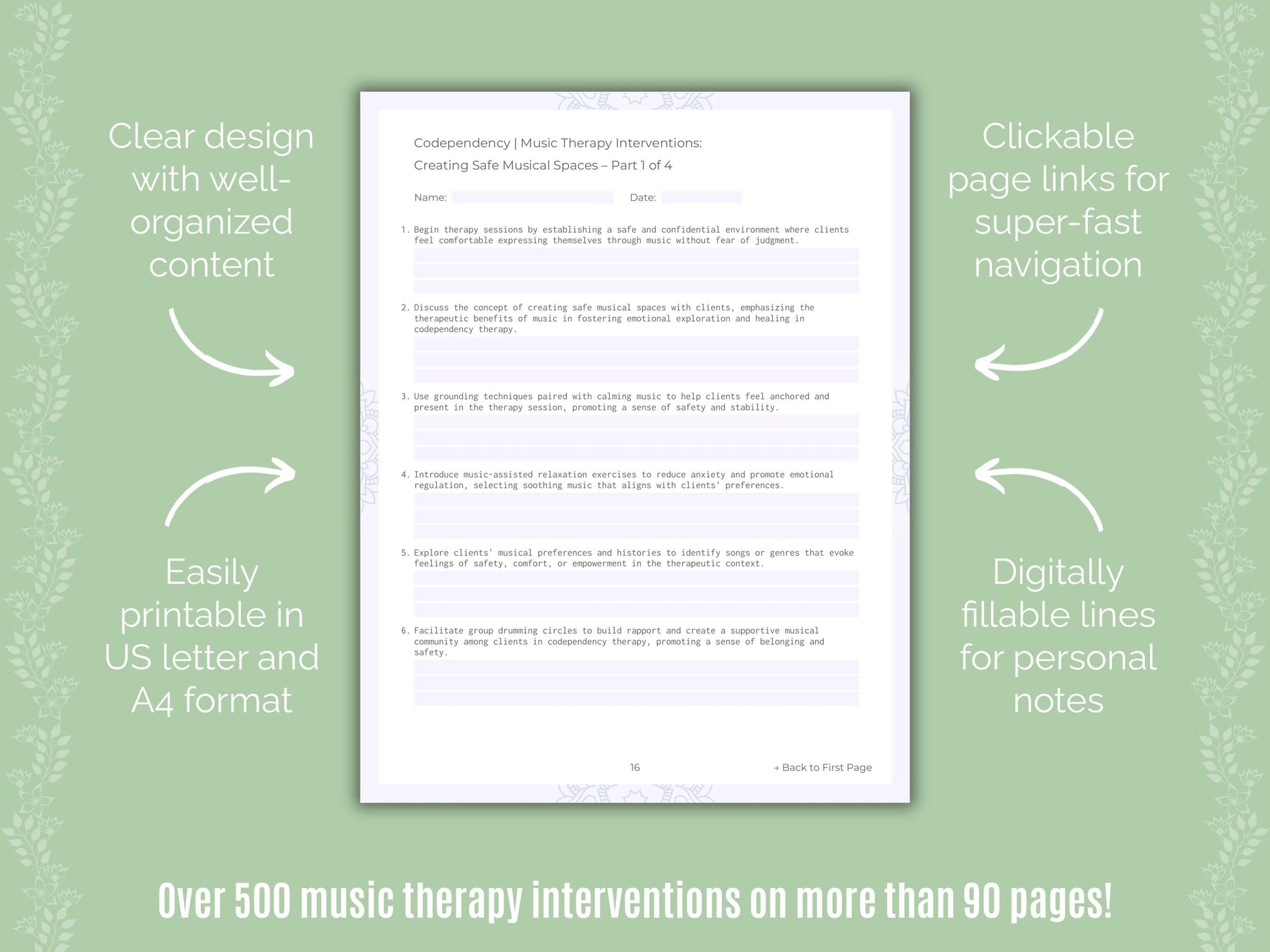 Codependency Music Therapy Counseling Templates