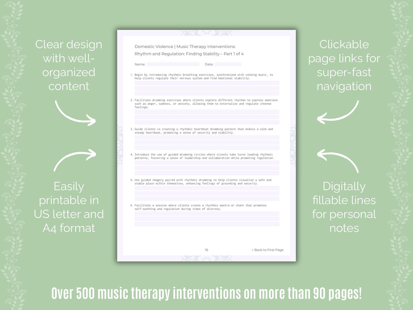 Domestic Violence Music Therapy Counseling Templates