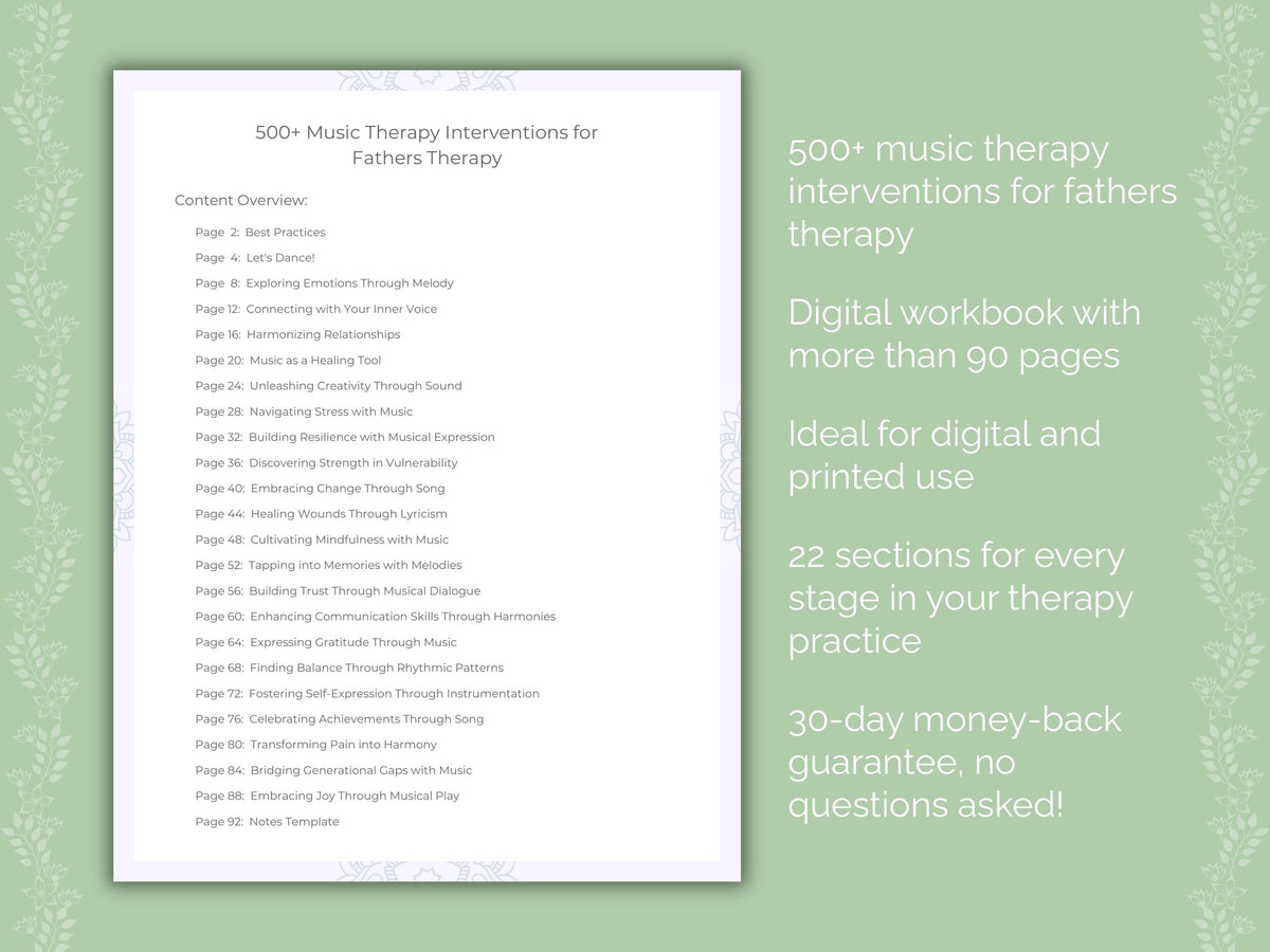 Fathers Music Therapy Therapist Worksheets