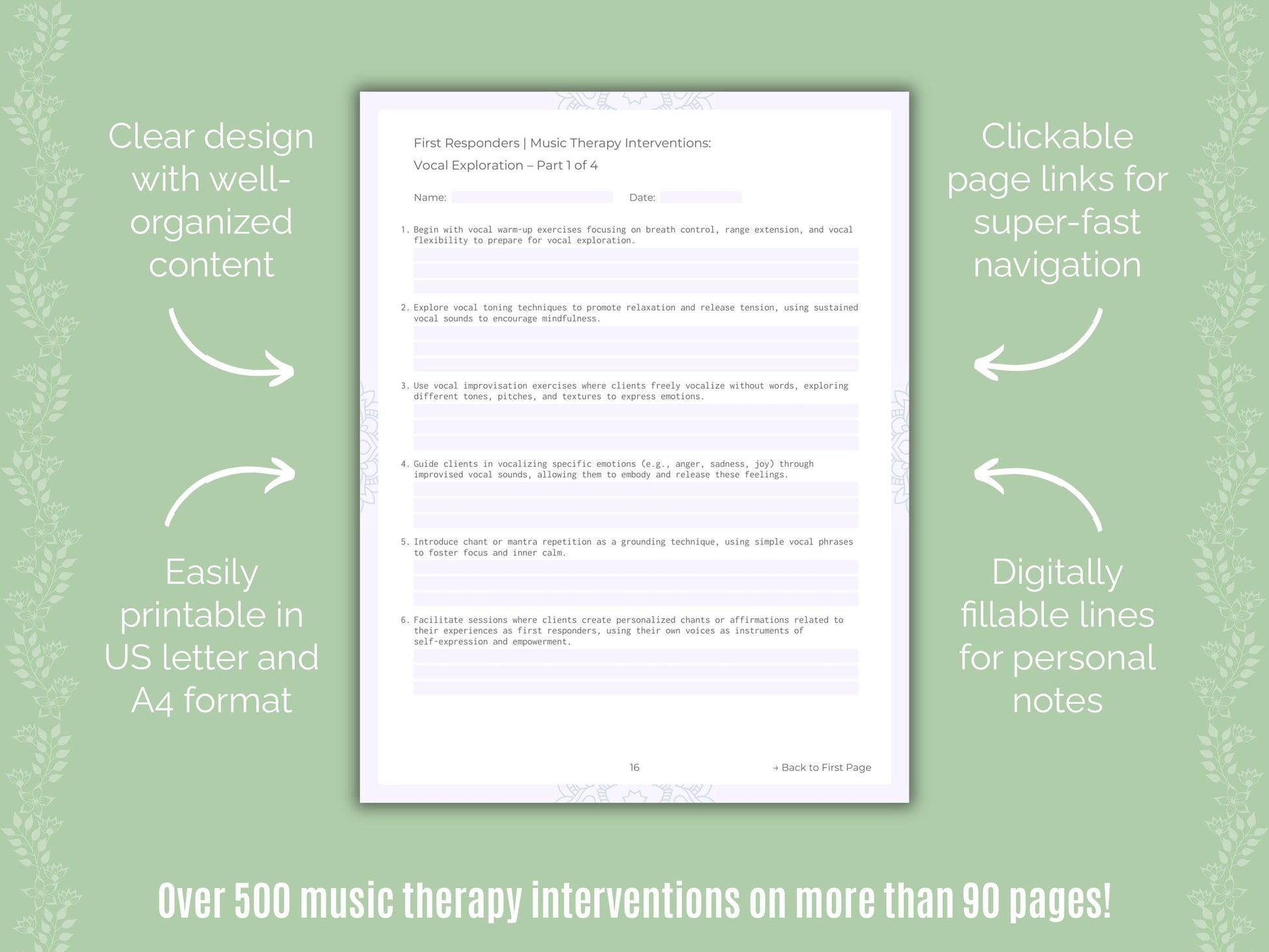 First Responders Music Therapy Counseling Templates