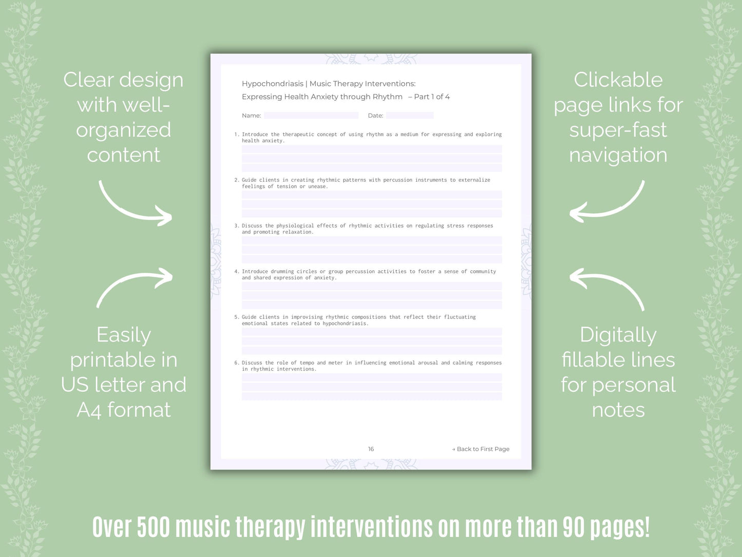 Hypochondriasis Music Therapy Counseling Templates