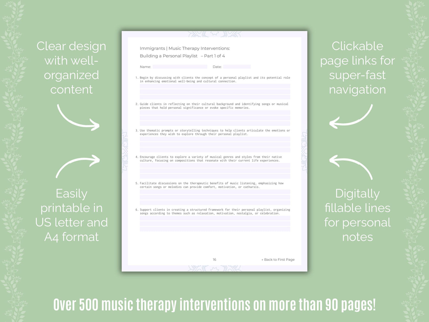 Immigrants Music Therapy Counseling Templates