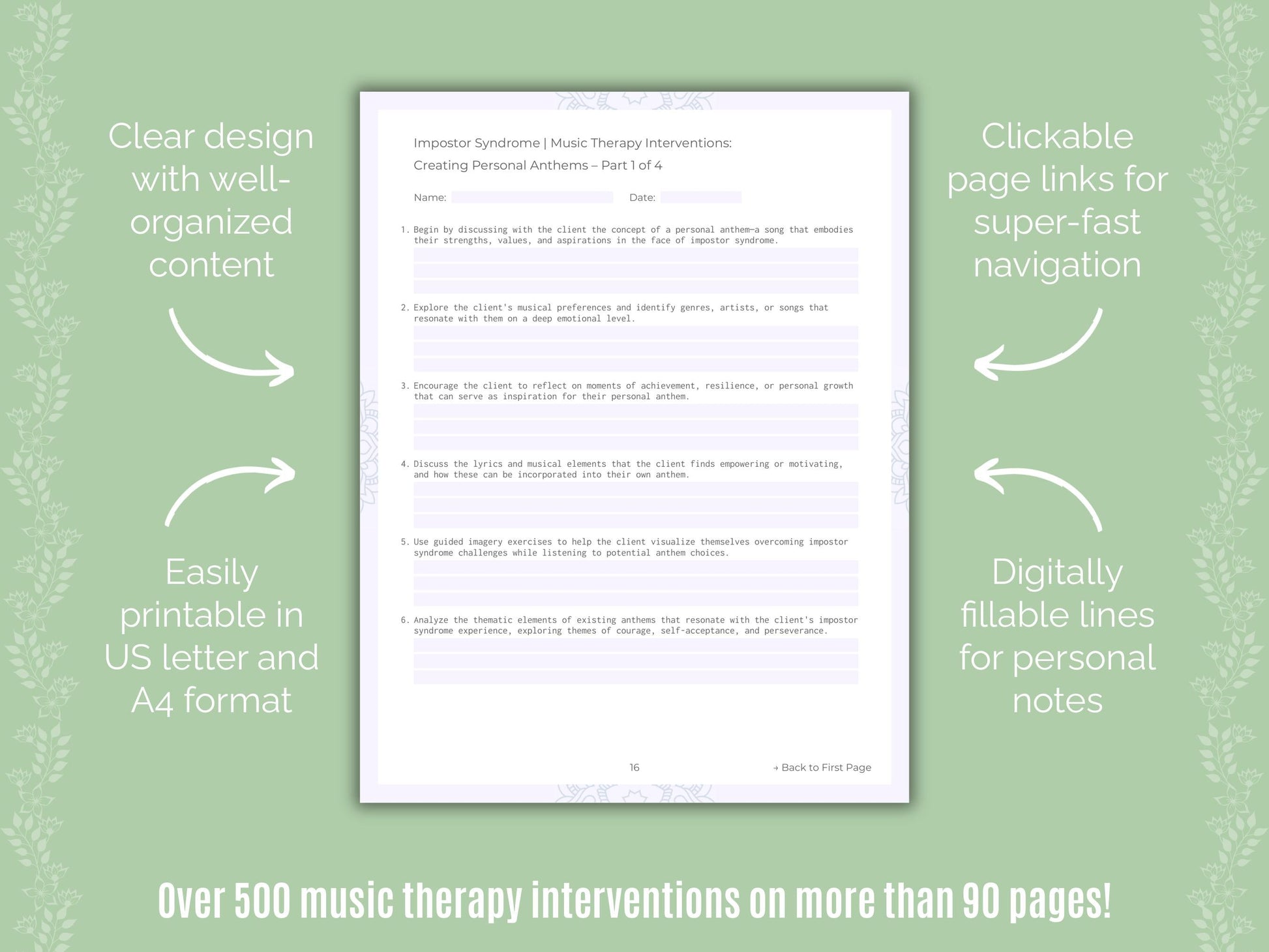 Impostor Syndrome Music Therapy Counseling Templates