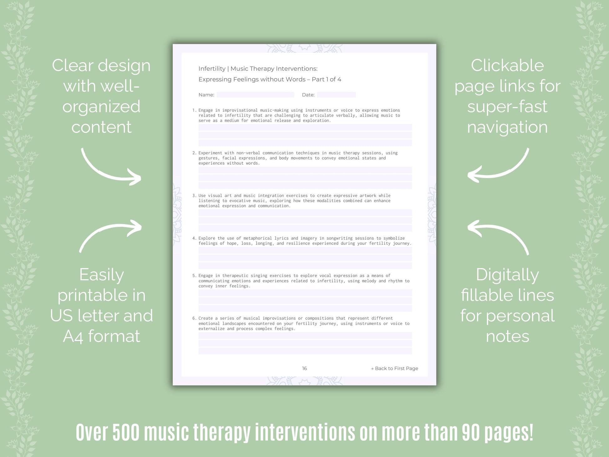 Infertility Music Therapy Counseling Templates