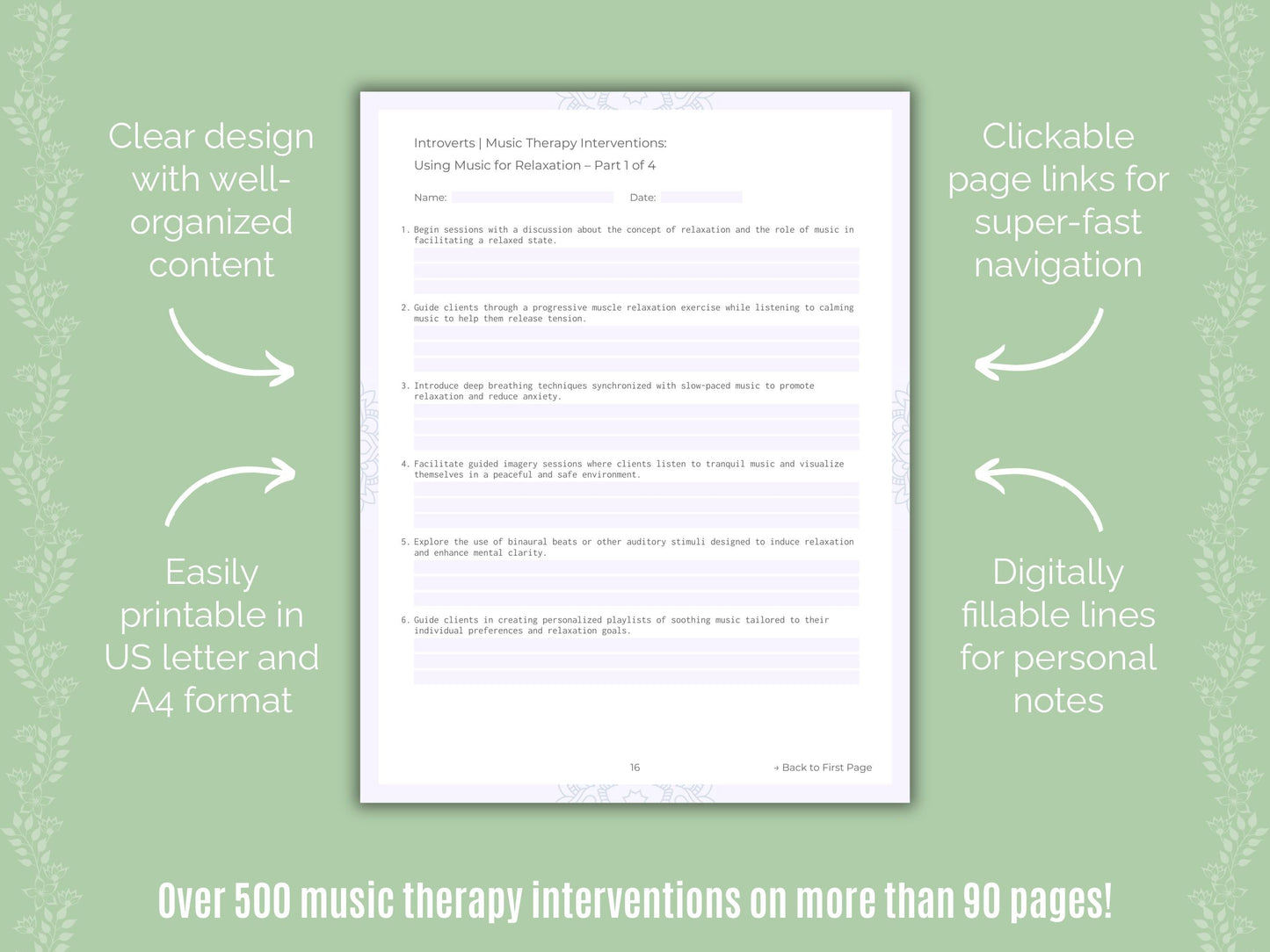 Introversion Music Therapy Counseling Templates