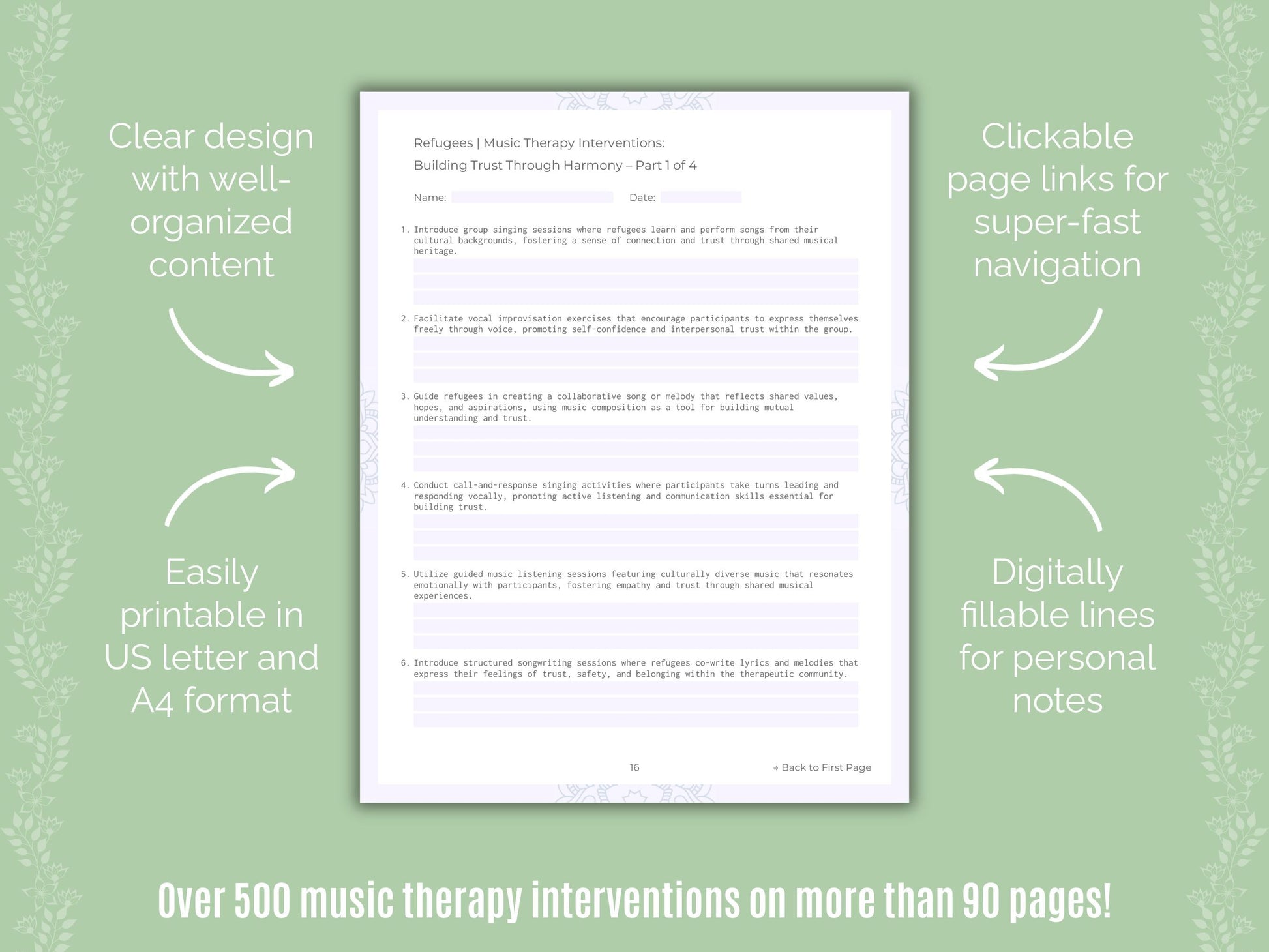 Refugees Music Therapy Counseling Templates