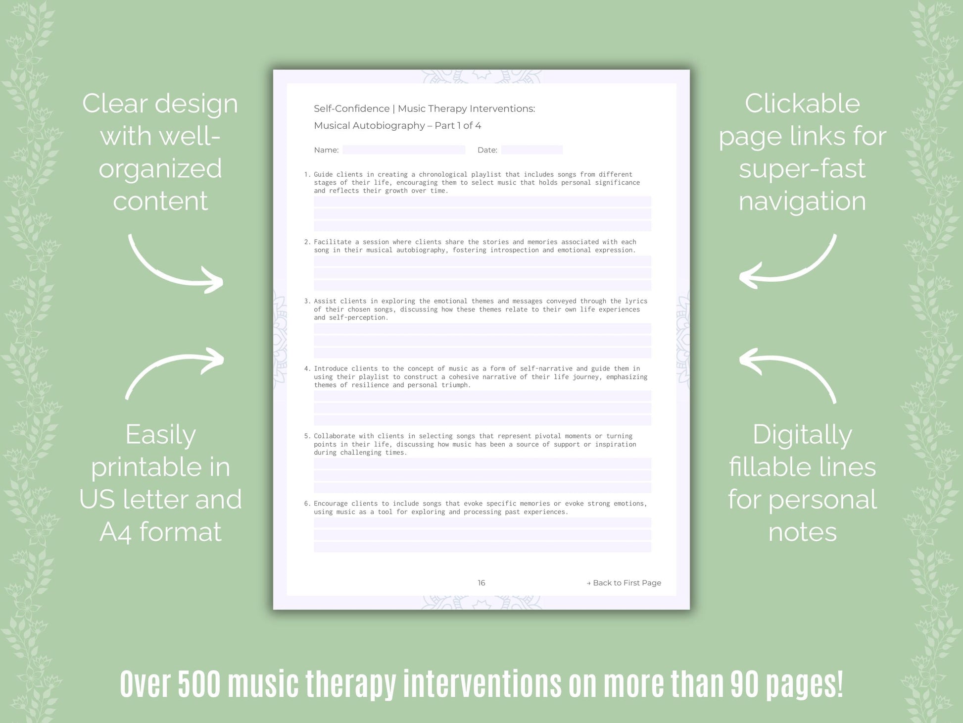 Self-Confidence Music Therapy Counseling Templates