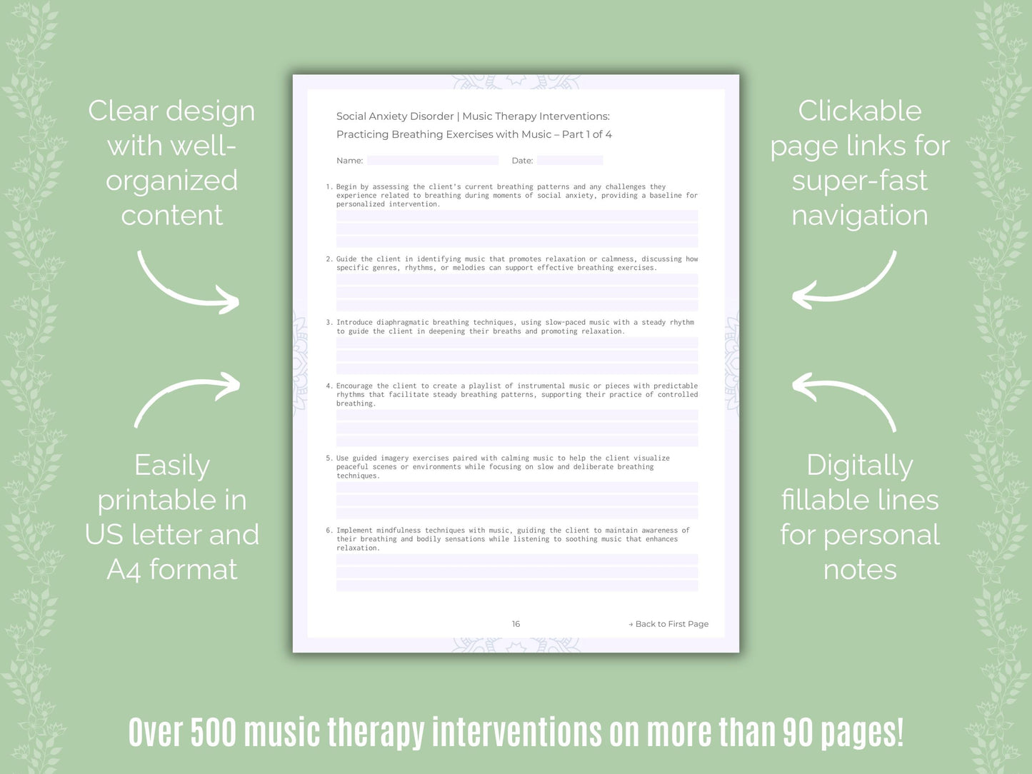 Social Anxiety Disorder Music Therapy Counseling Templates