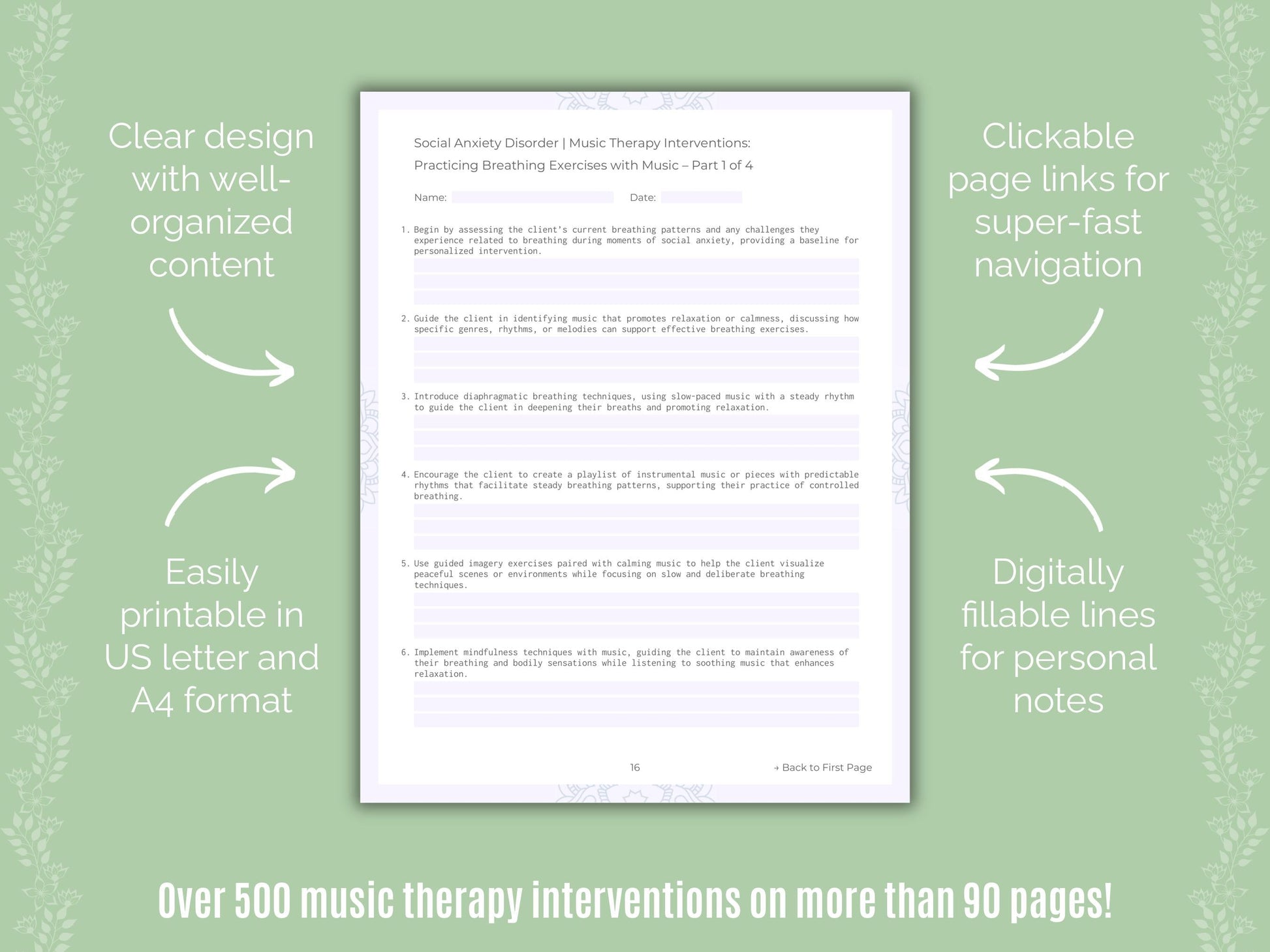 Social Anxiety Disorder Music Therapy Counseling Templates