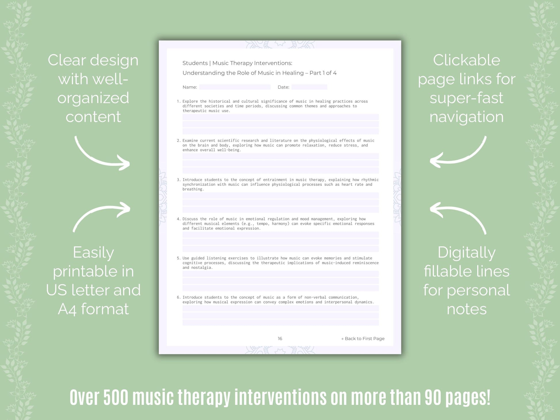 Students Music Therapy Counseling Templates