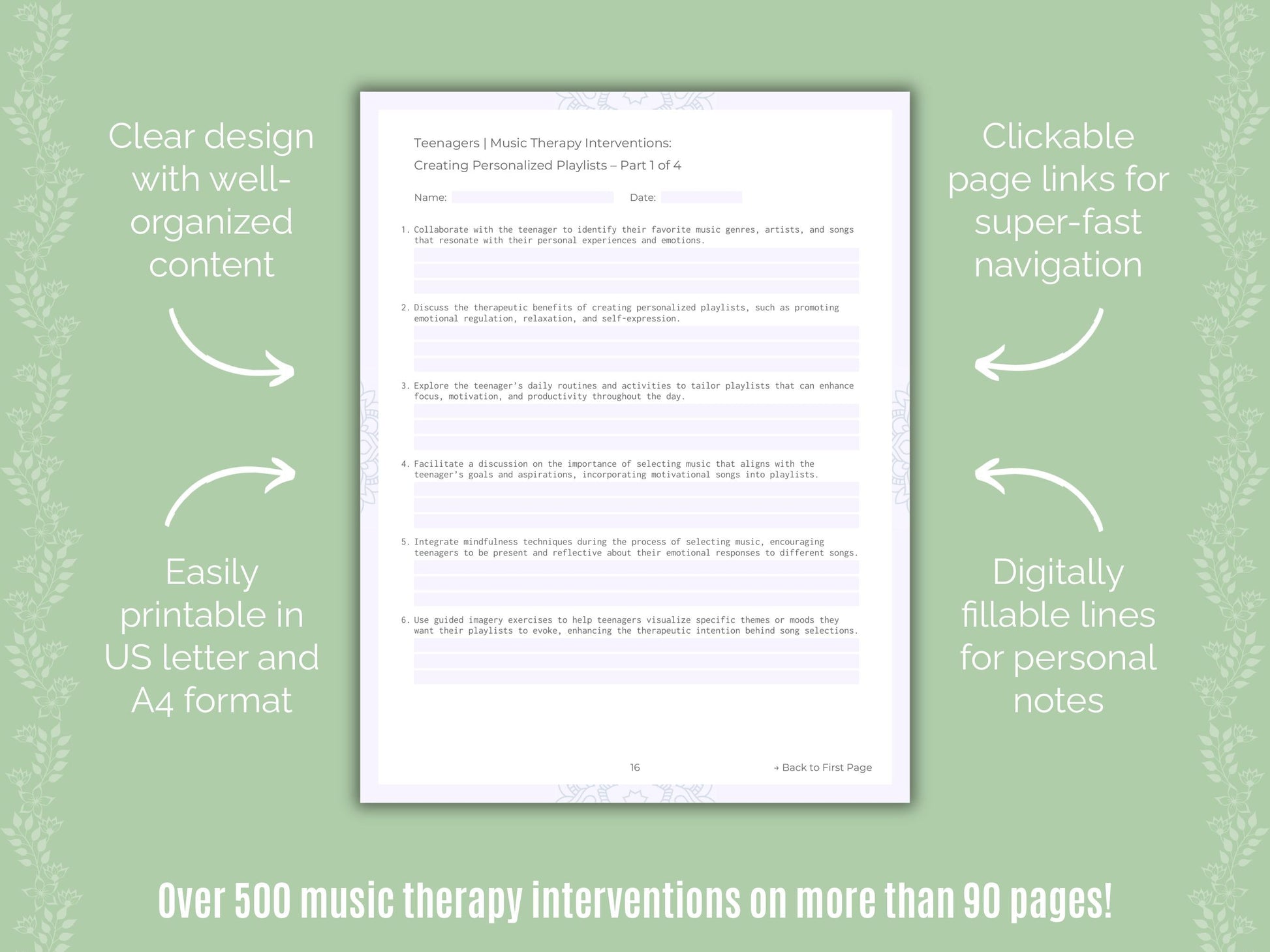 Teenagers Music Therapy Counseling Templates