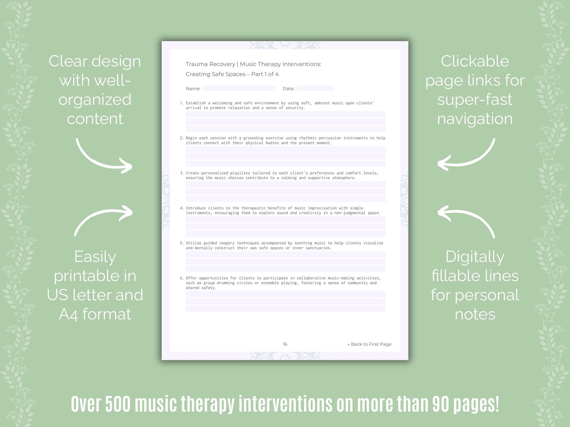 Trauma Recovery Music Therapy Counseling Templates