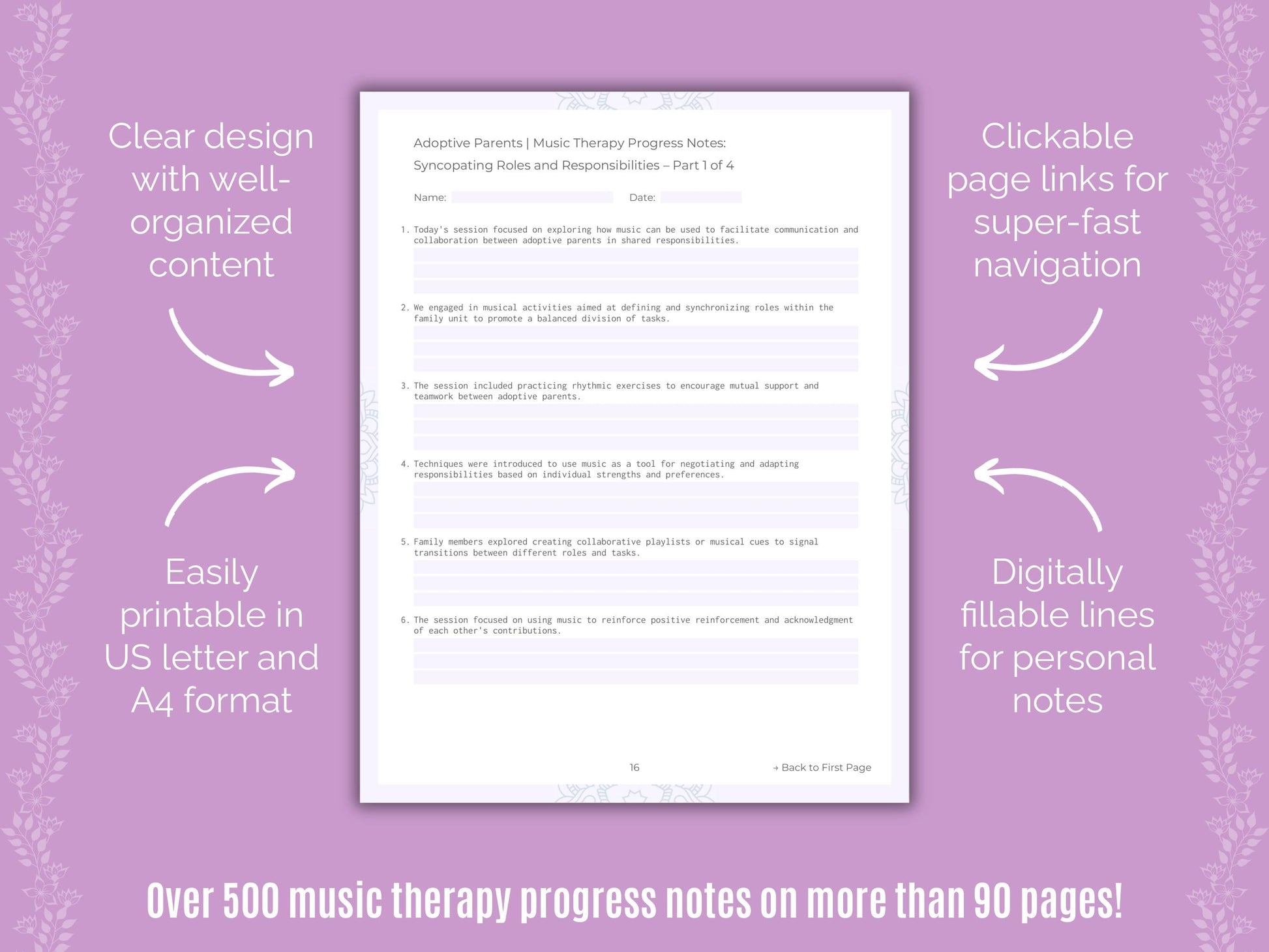 Adoptive Parents Music Therapy Counseling Templates