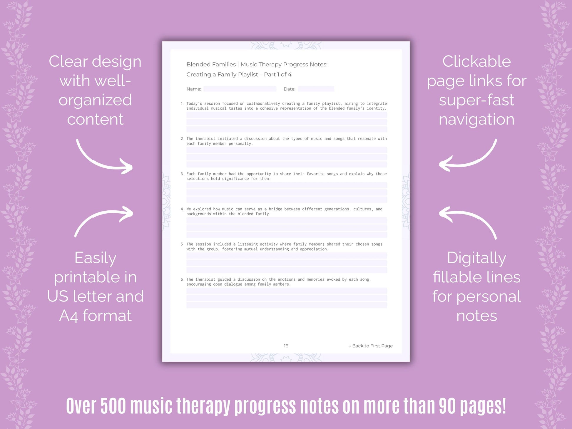 Blended Families Music Therapy Counseling Templates