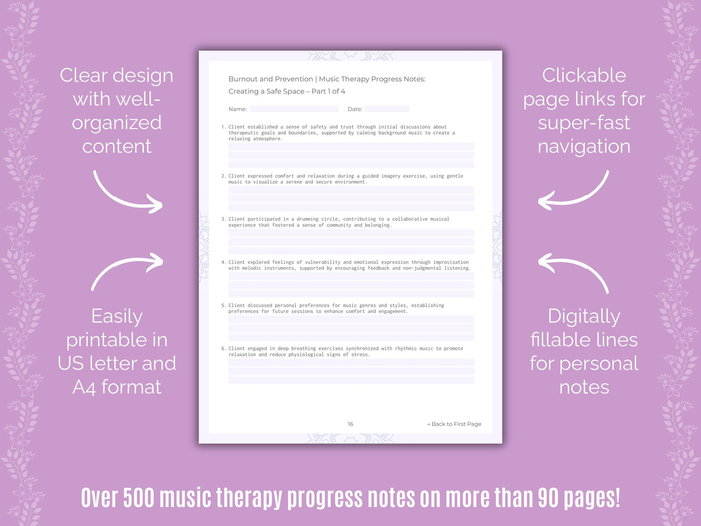 Burnout and Prevention Music Therapy Counseling Templates