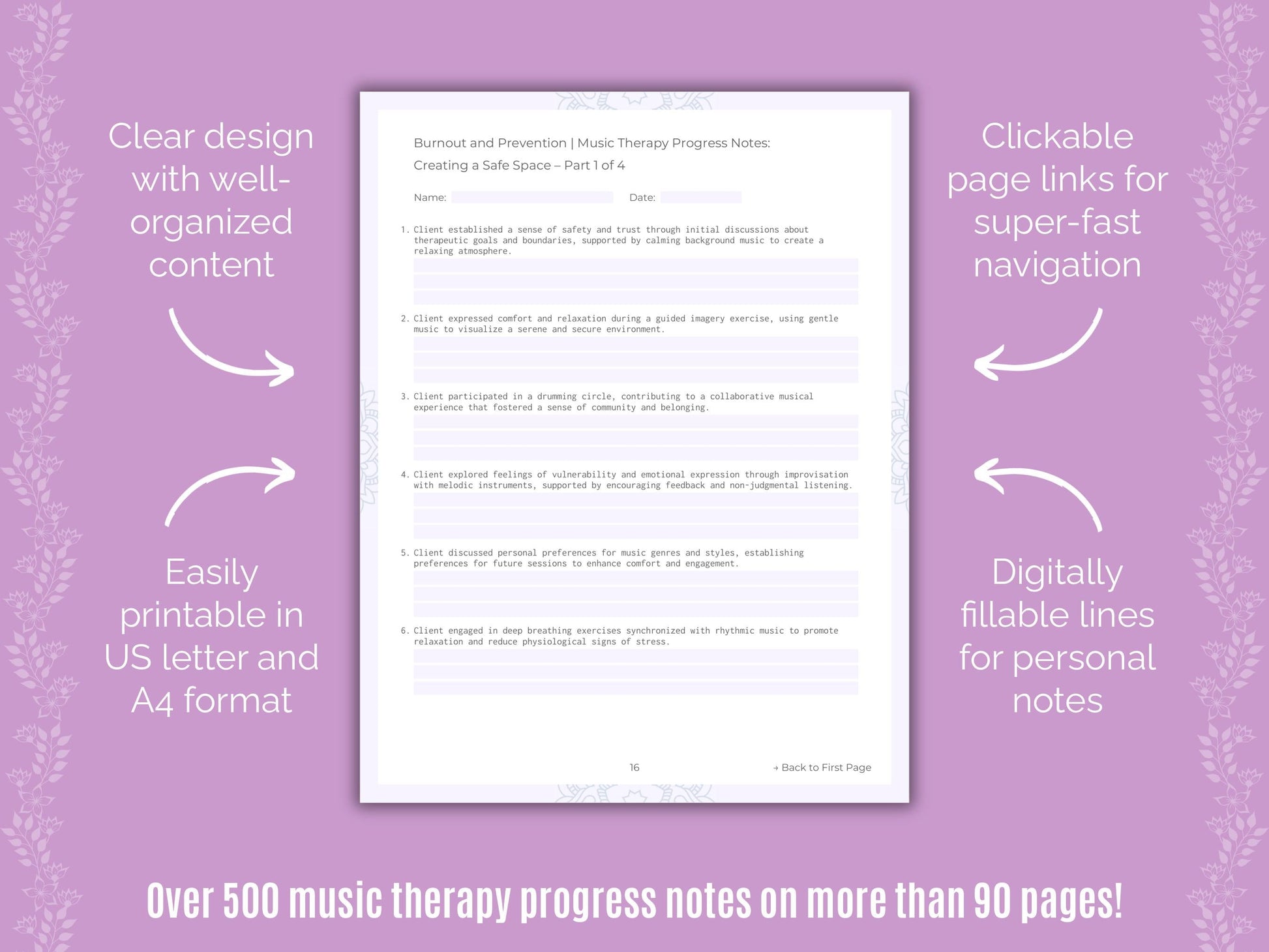 Burnout and Prevention Music Therapy Counseling Templates