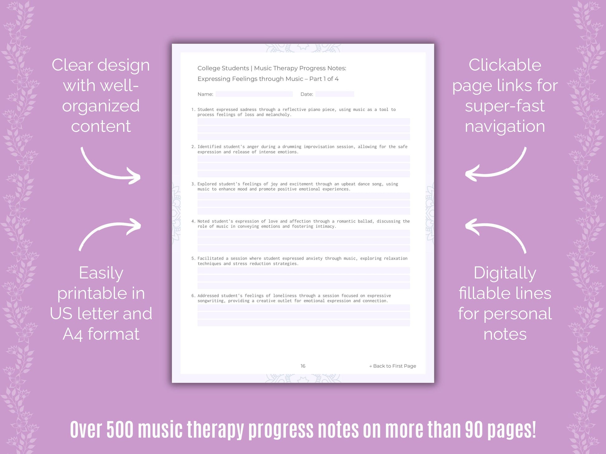 College Students Music Therapy Counseling Templates