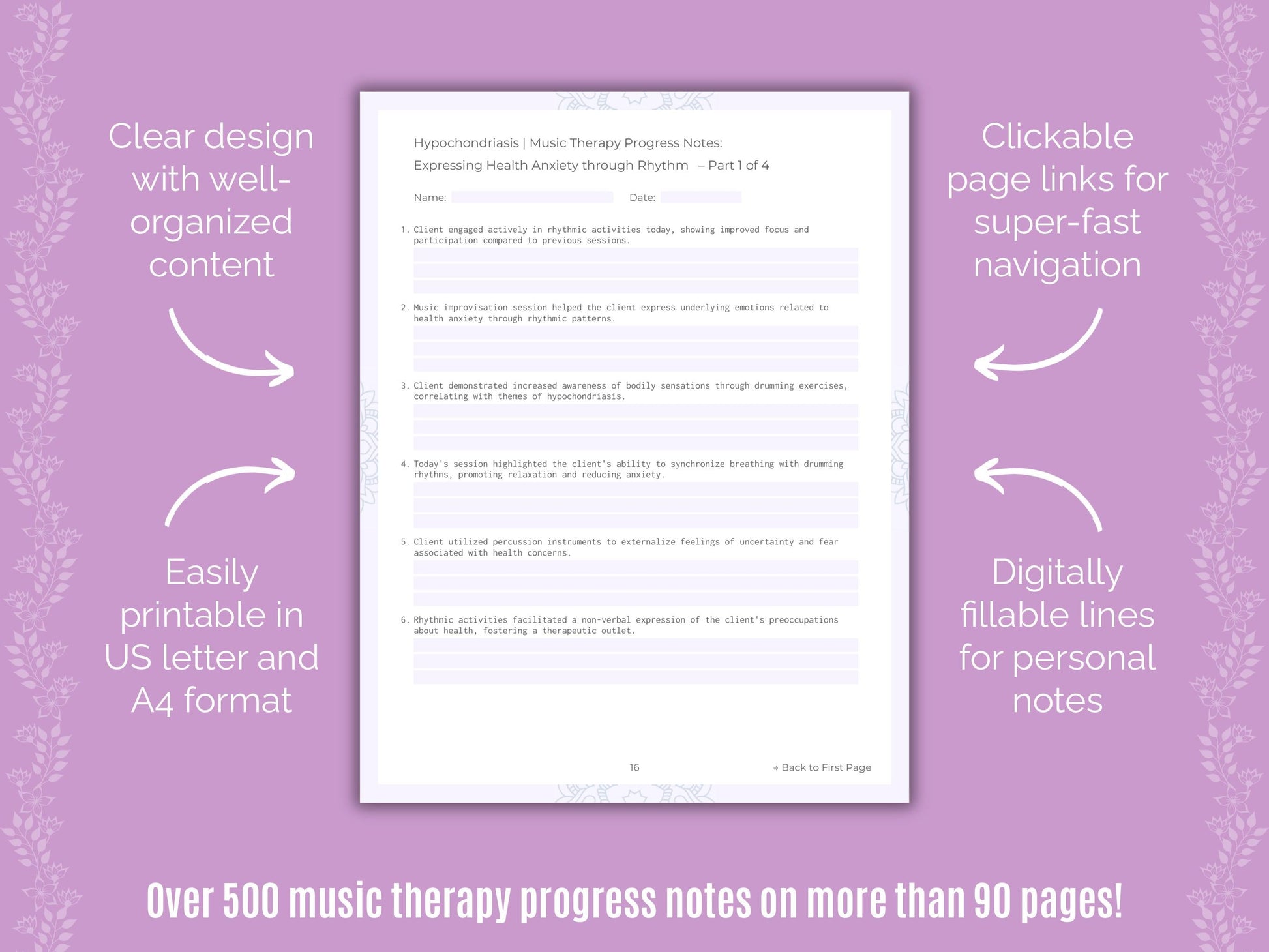Hypochondriasis Music Therapy Counseling Templates