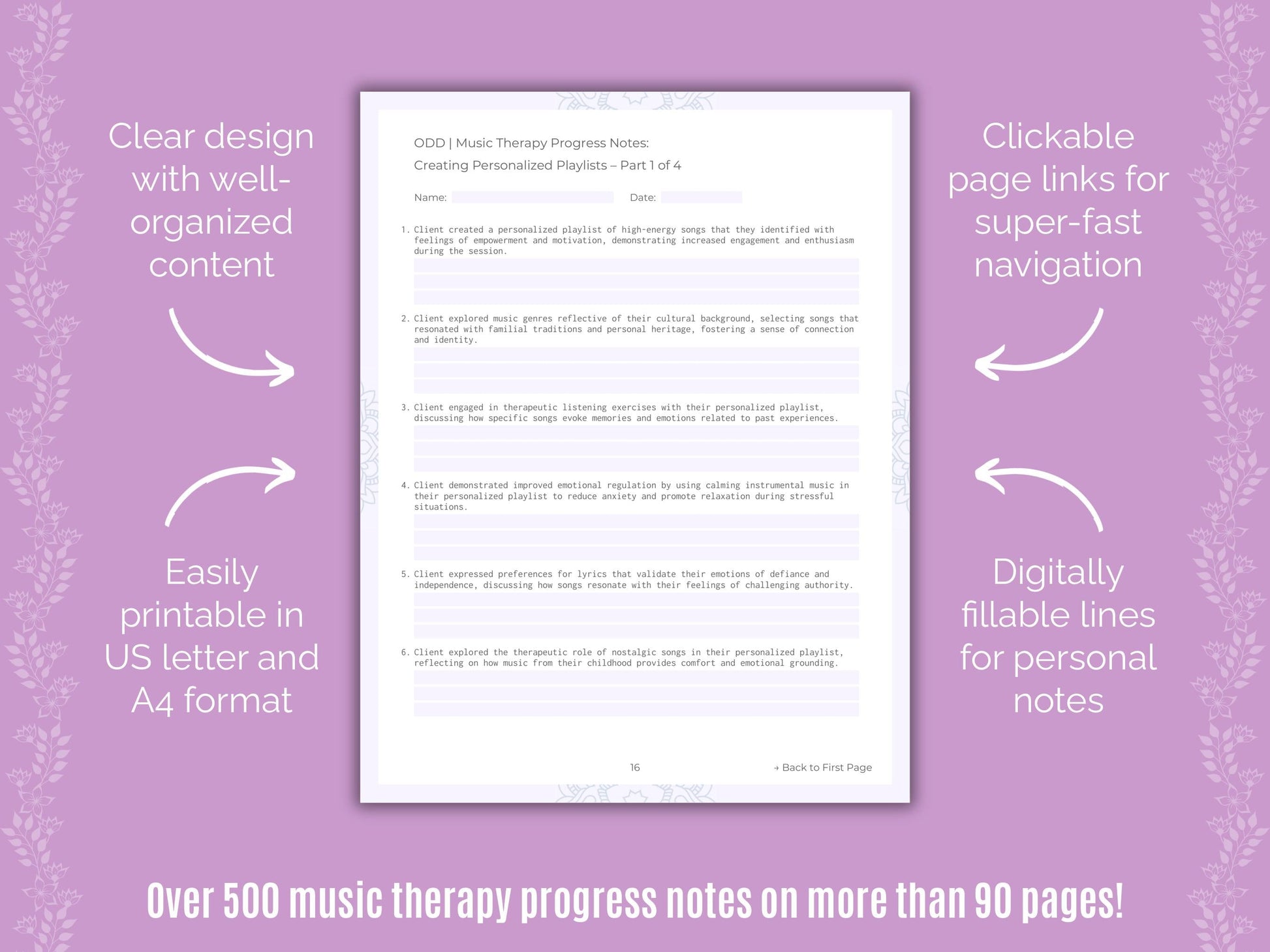 Oppositional Defiant Disorder (ODD) Music Therapy Counseling Templates