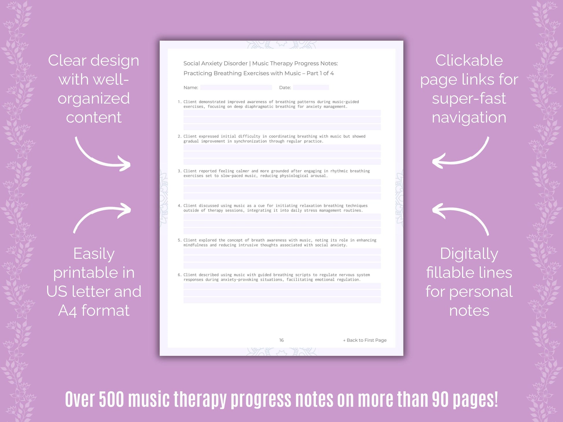 Social Anxiety Disorder Music Therapy Counseling Templates